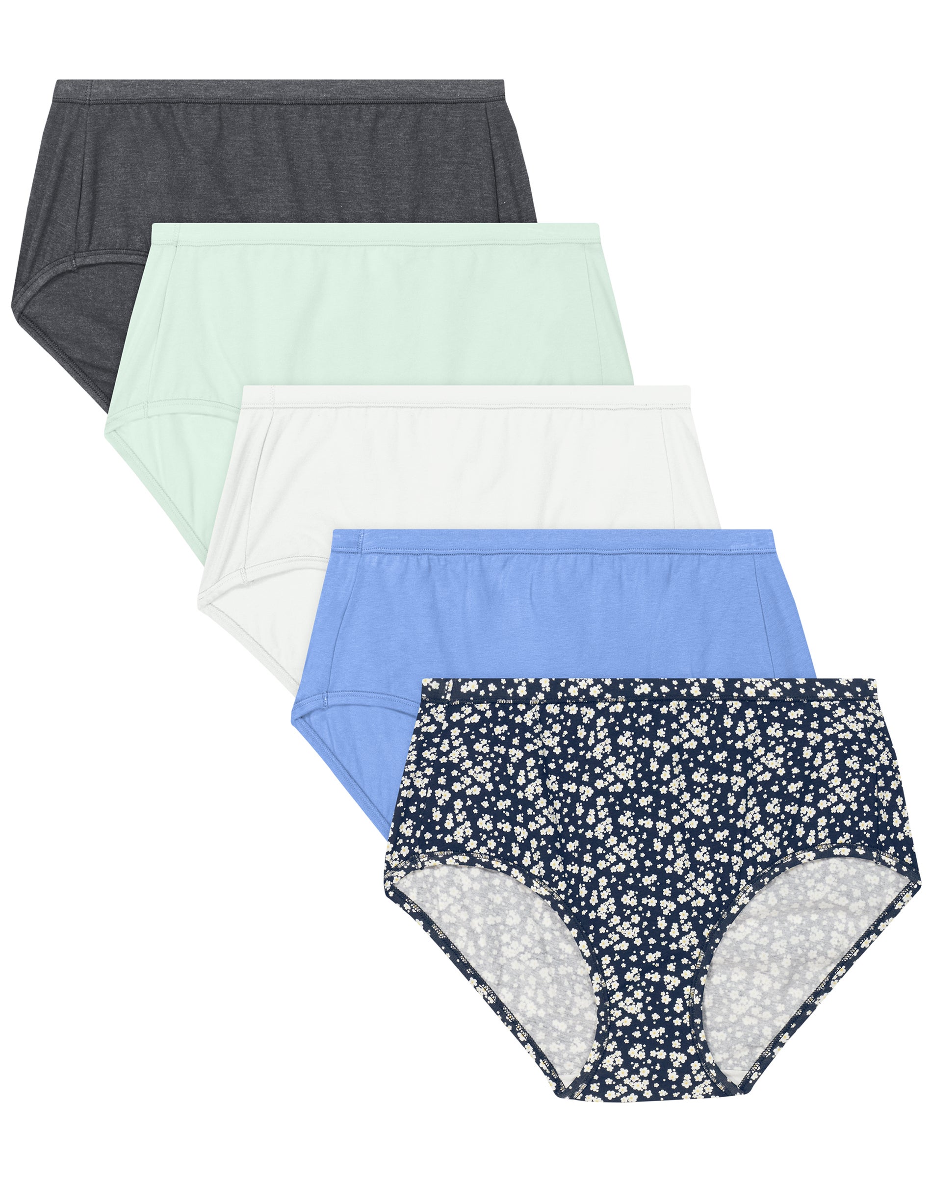 Hanes Ultimate ComfortSoft Women's Underwear Briefs, 5-Pack, Cotton Stretch M Sk Gh/Fz P Bl/S Gr/Pr B/N Dy 6