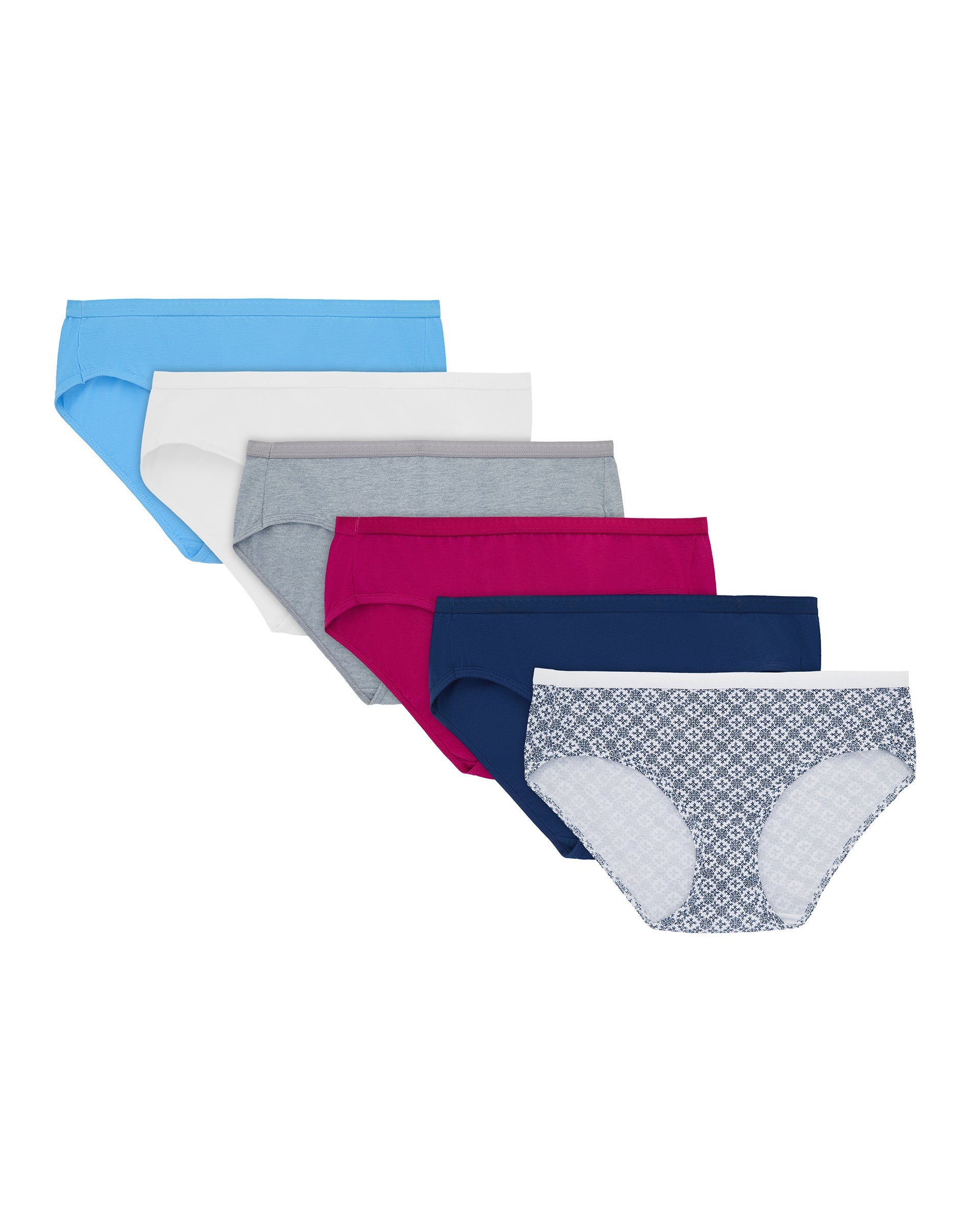 Hanes Ultimate Women's Breathable Hipster Underwear, 6-Pack Swiss Blue/White/Concrete Heather/Fresh Berry/Navy Eclipse/ Crochet Boho Print 9