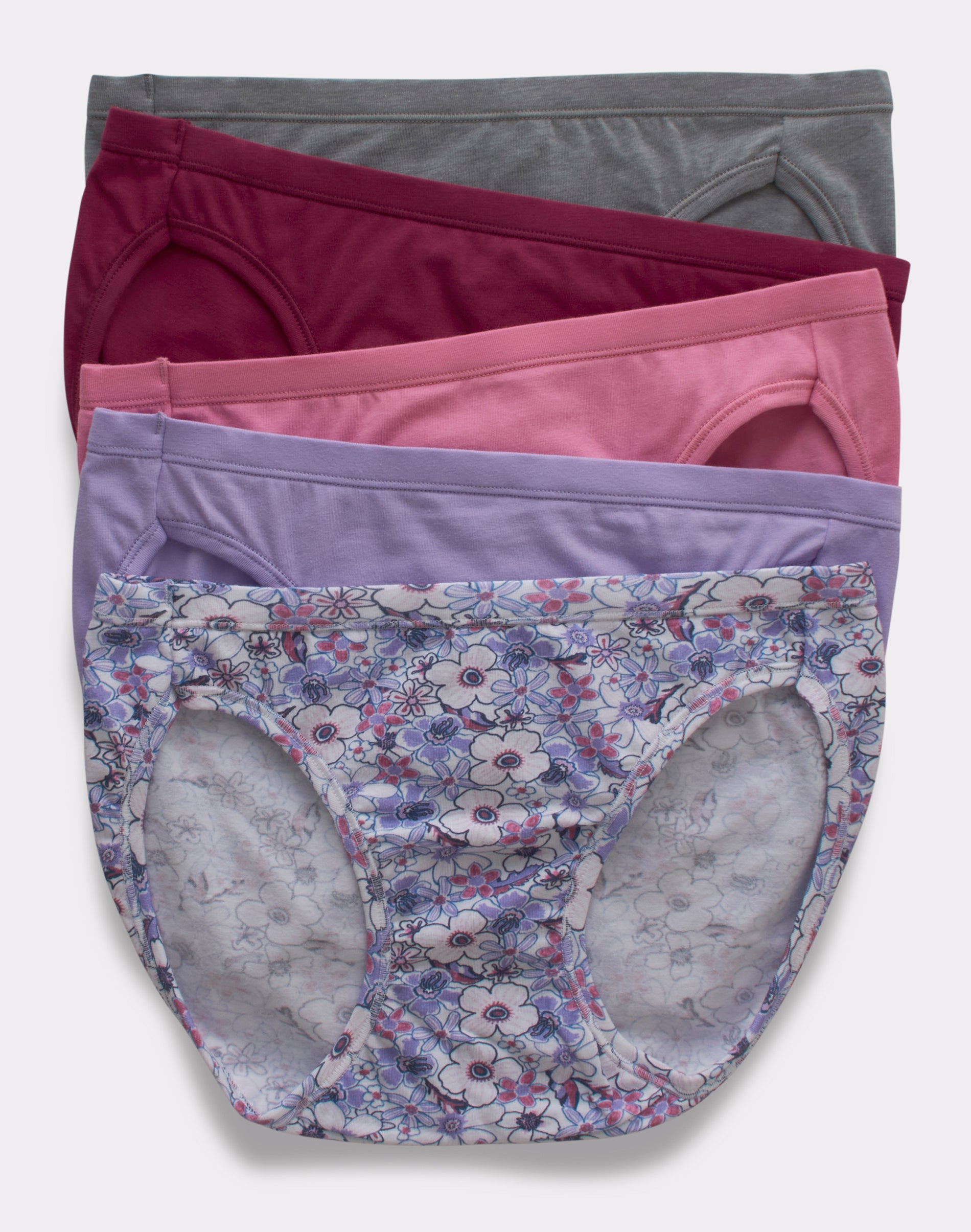Hanes Tagless Cotton Bikinis 6 Pack- Wicking Cool Comfort Fabric- Sz 9