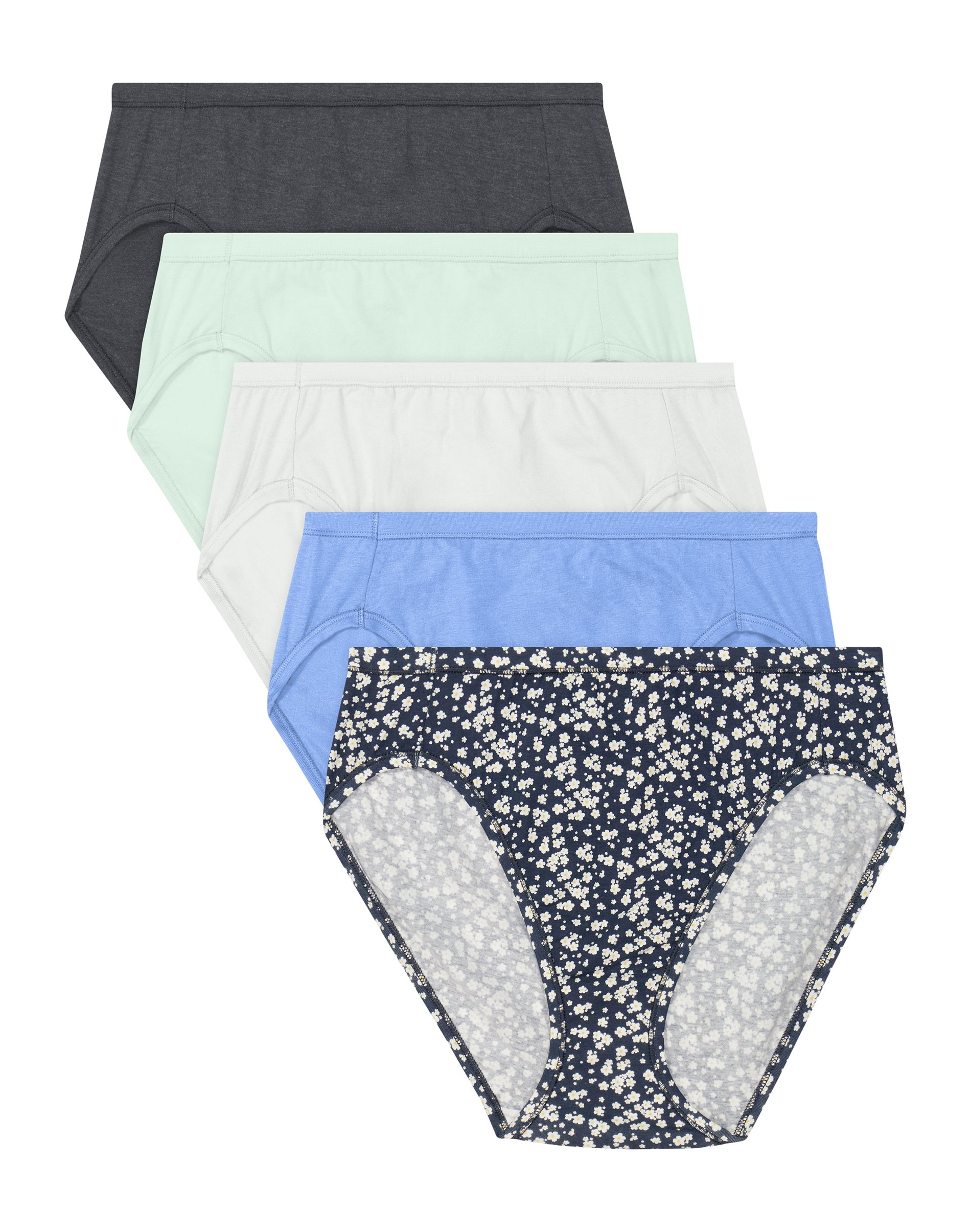 Hanes Ultimate ComfortSoft Women's Underwear High Cut, 5-Pack, Cotton Stretch M Sk Gh/Fz P Bl/S Gr/Pr B/N Dy 5