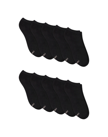 Hanes Women's No Show Socks, Cushioned, Extended Sizes, 10-Pairs