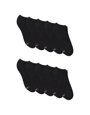 Hanes Women's Athletic Low Cut Socks, Full Sole Cushion, Extended Sizes, 10-Pairs