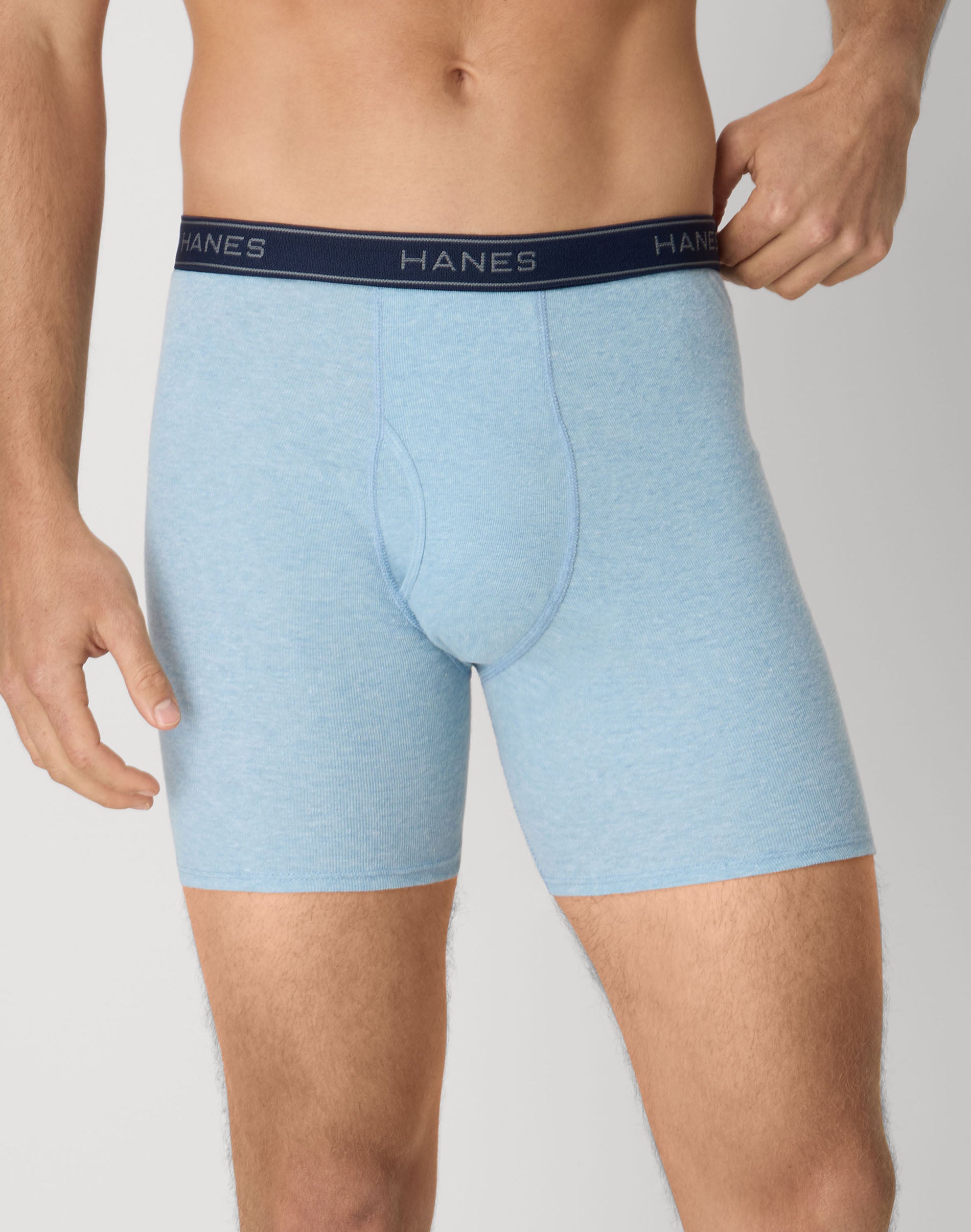 Hanes Core Men's Underwear Boxer Briefs Pack - 6-Pack - Moisture-Wicking Cotton Grey/Navy/Blue XL