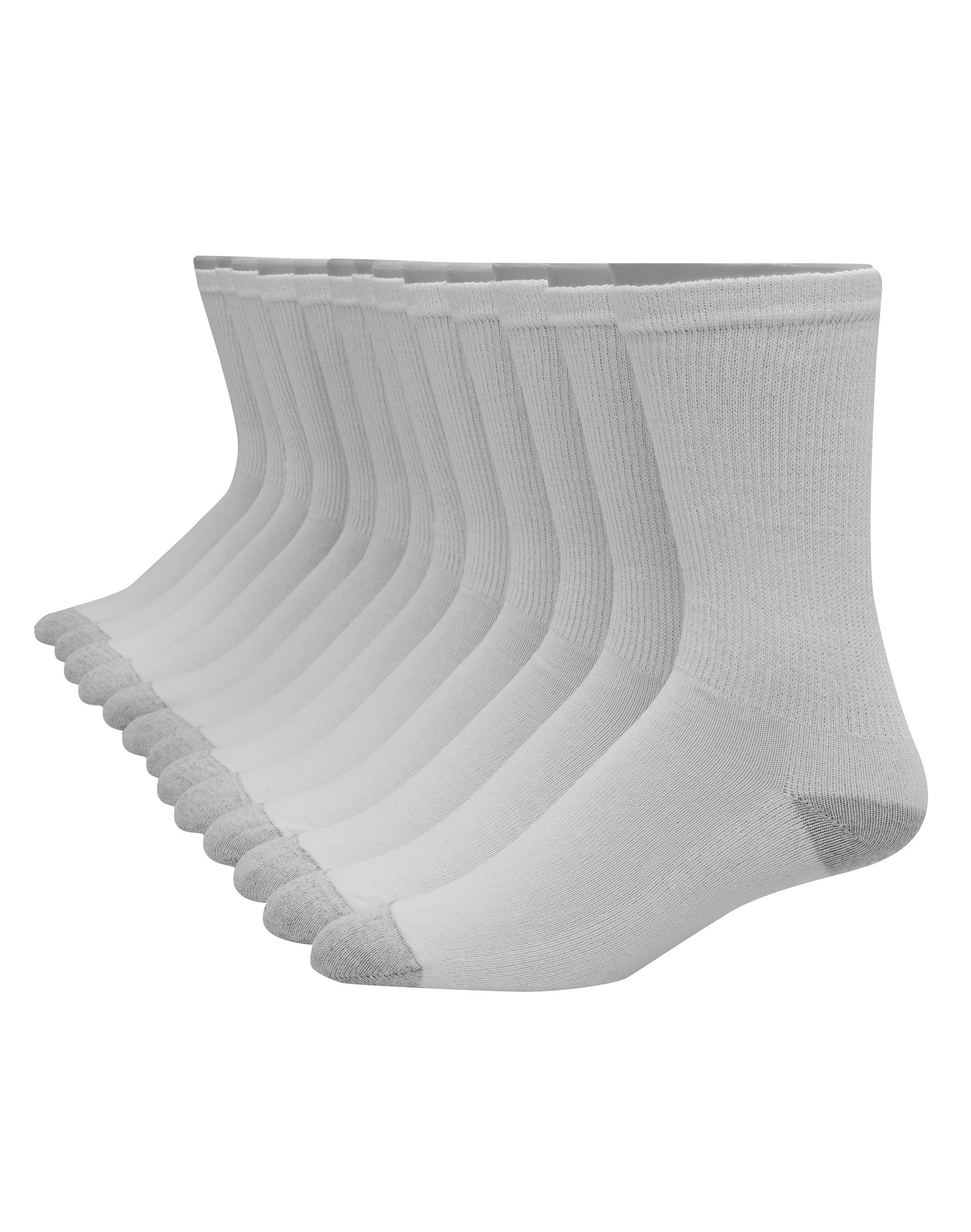 Hanes Men's Ultimate Soft & Durable 12-Pack Crew Socks, 10-13, White
