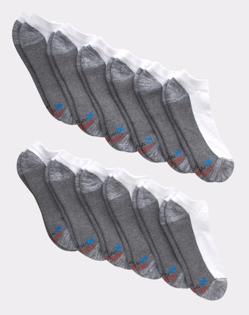 Hanes Men's Cushioned No Show Socks, X-Temp, 12-Pairs