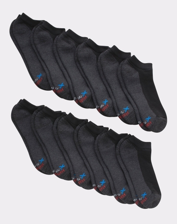 Hanes Men's Cushioned No Show Socks, X-Temp, 12-Pairs