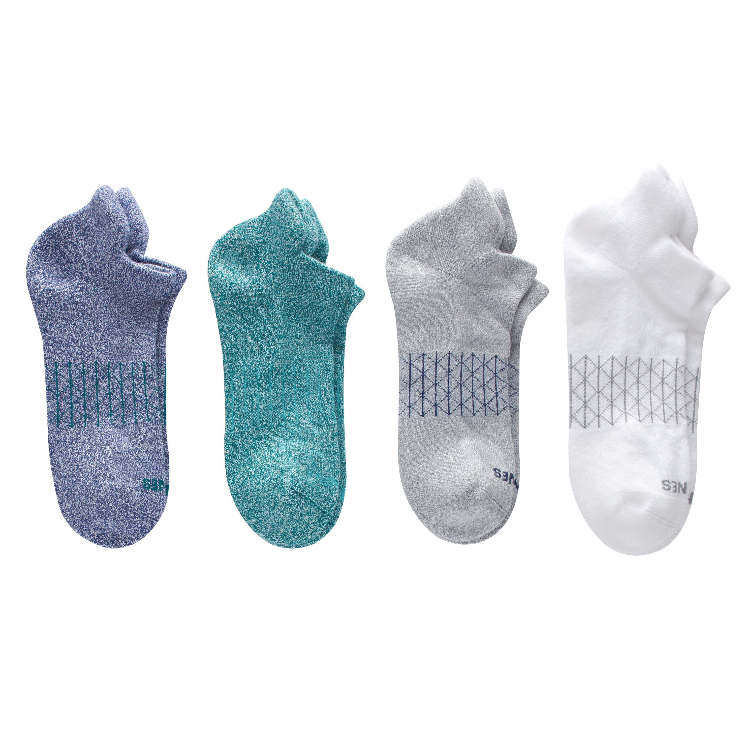 Hanes Absolute Active Men's Heel Shield Socks Pack, 4-Pair, Moisture-Wicking Cushioned Seamless Blue/Grey Marl 6-12