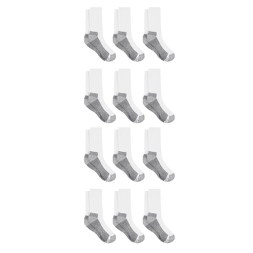 Hanes Work Men's Socks Pack, 12-Pack, Cushioned Moisture-Wicking Odor-Control Socks