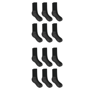 Hanes Work Men's Socks Pack, 12-Pack, Moisture-Wicking Double-Tough Socks