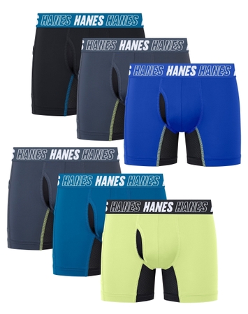 Hanes Moves Boys' Anti-Chafe Boxer Brief Underwear, Assorted, 6-Pack