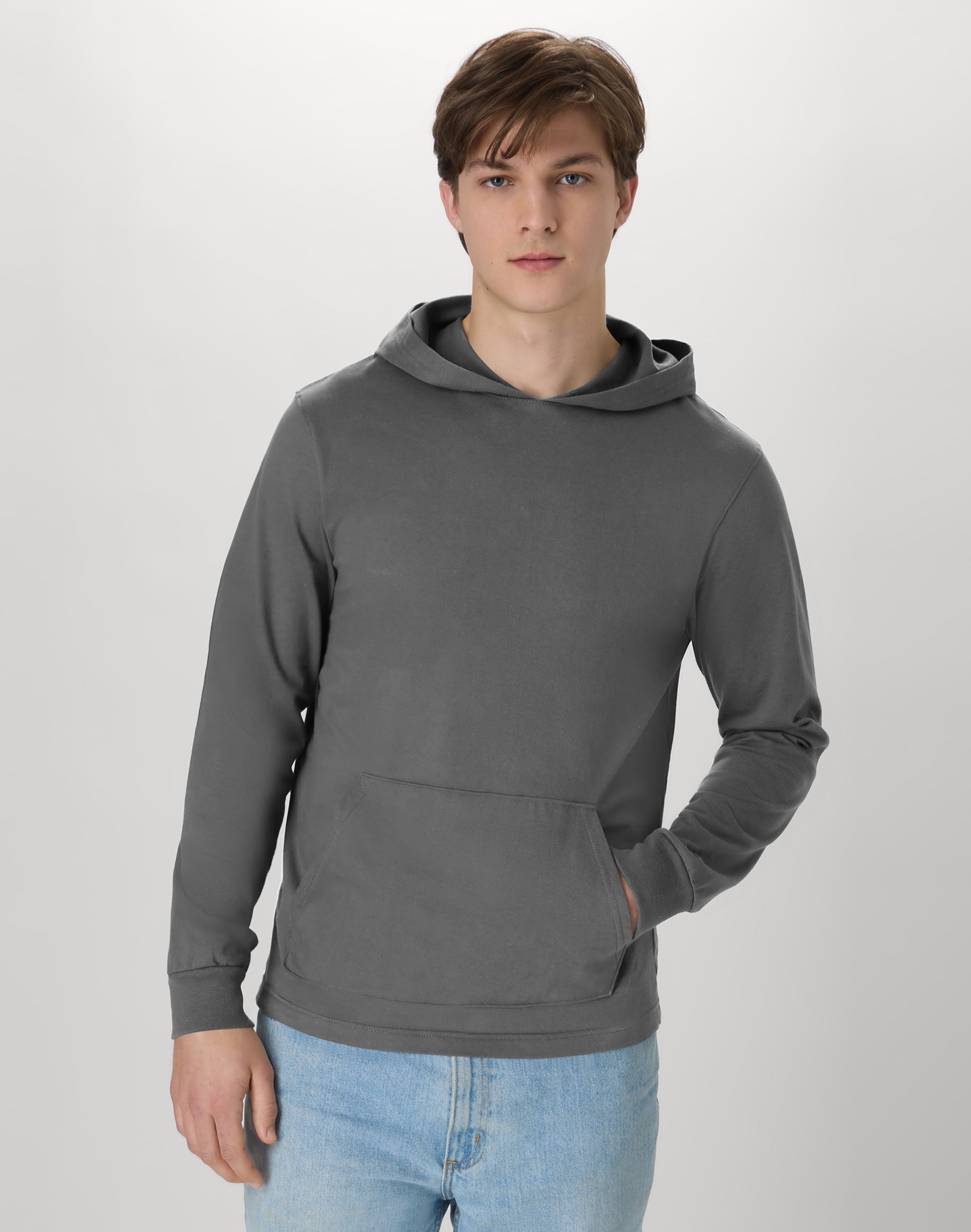 Hanes Men's Long-Sleeve T-Shirt, Cotton Beefy Hooded Ring-Spun Tee Smoke Gray 3XL