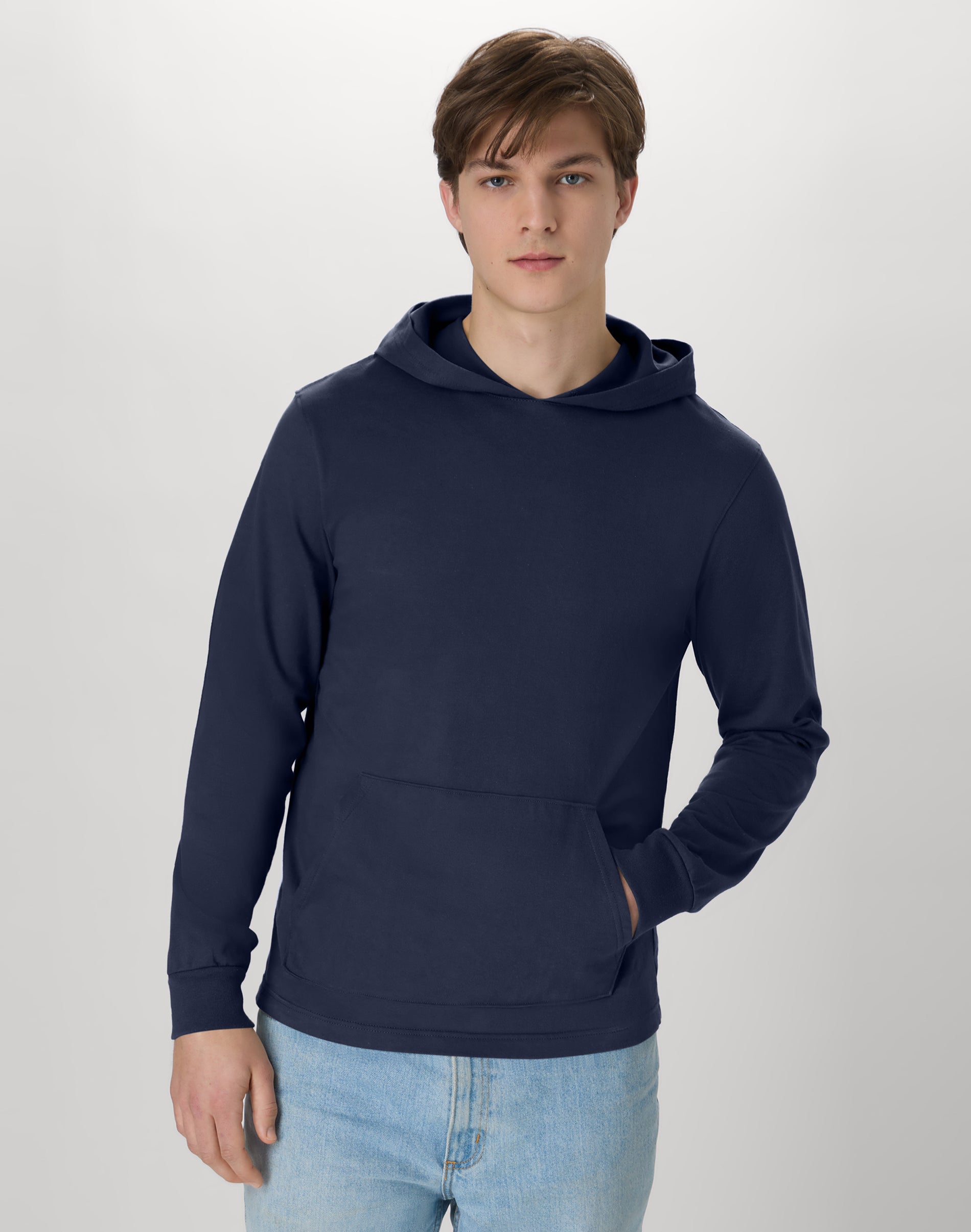 Hanes Men's Long-Sleeve T-Shirt, Cotton Beefy Hooded Ring-Spun Tee Navy 3XL