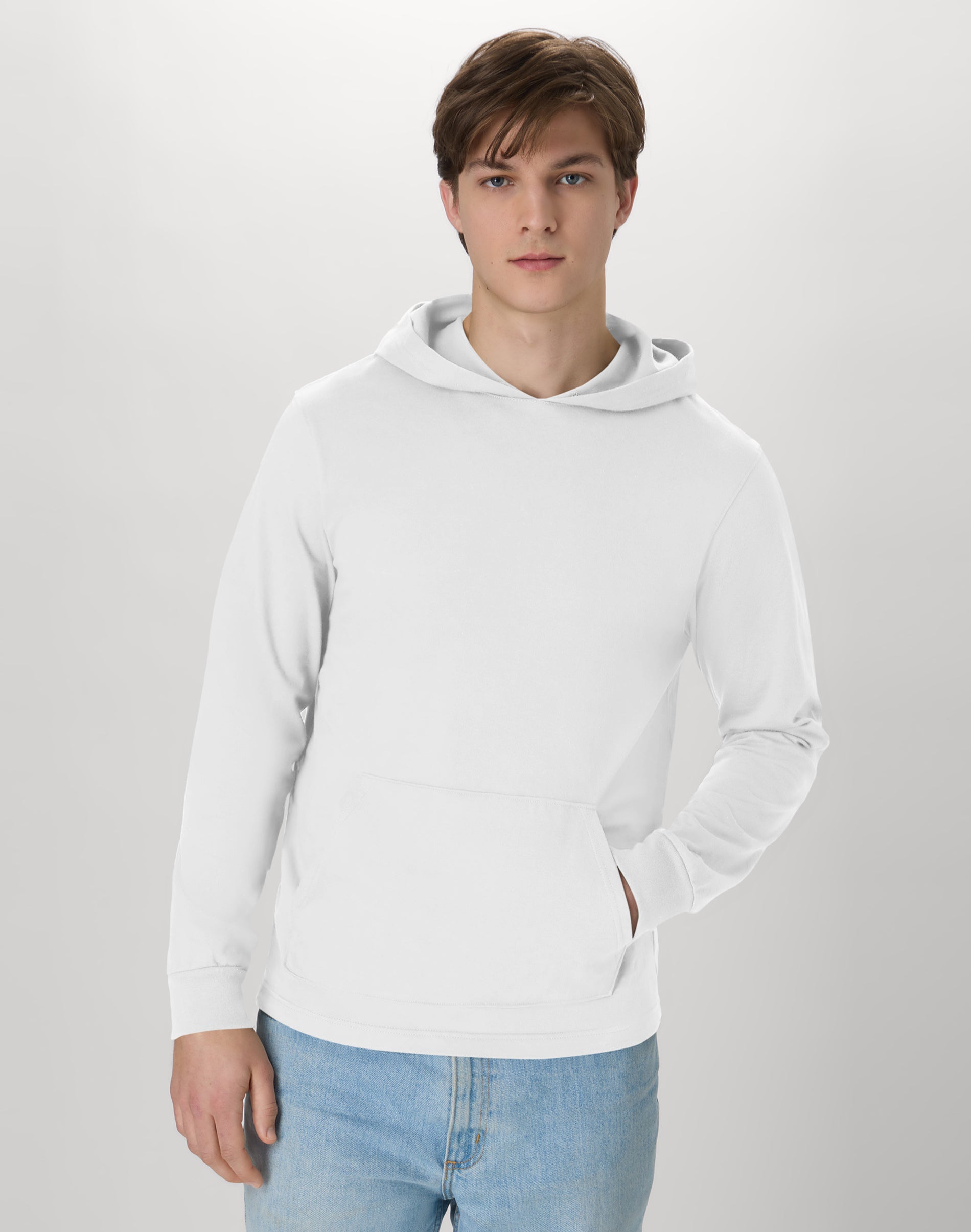 Hanes Men's Long-Sleeve T-Shirt, Cotton Beefy Hooded Ring-Spun Tee White M