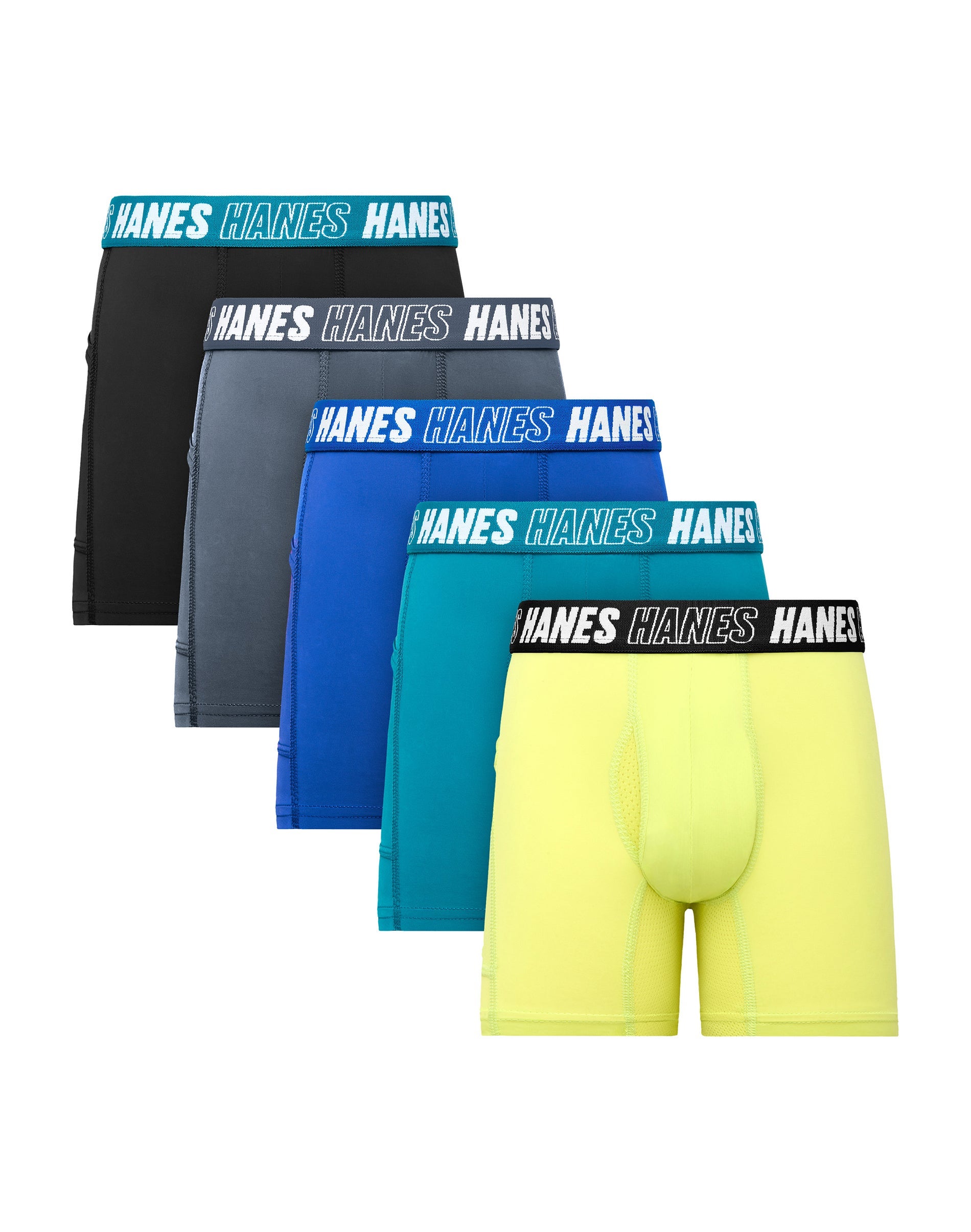 Hanes Moves Boys' Anti-Chafe Boxer Brief Underwear, Assorted, 5-Pack