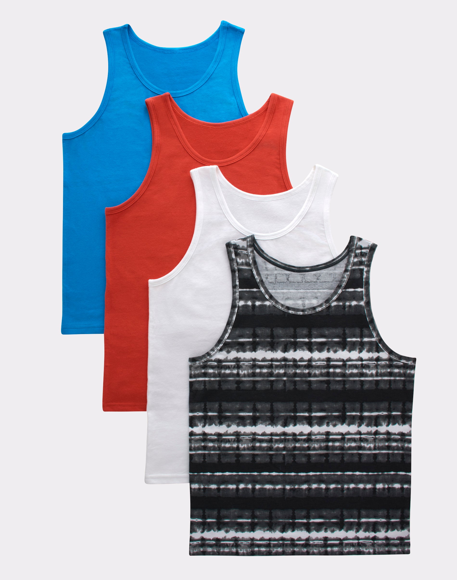 Hanes Originals Boys' Tank Undershirt, Oasis Blue & Assorted, 4Pack