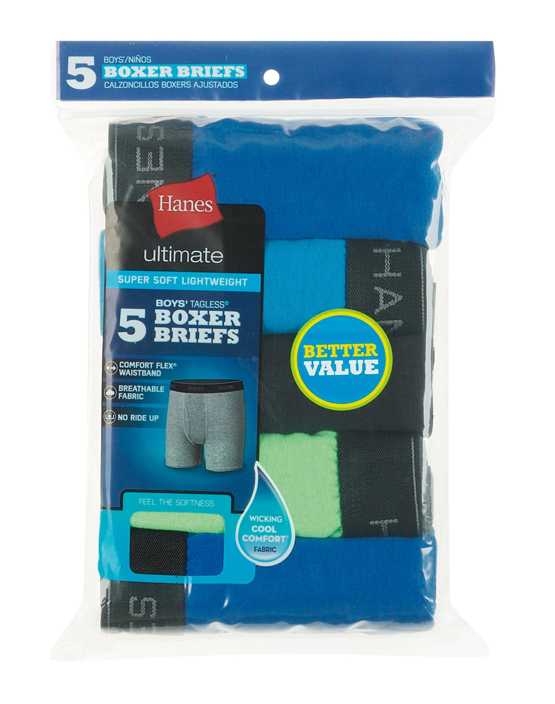 Hanes Comfort Flex Boys' Boxer Brief Underwear, 10-Pack