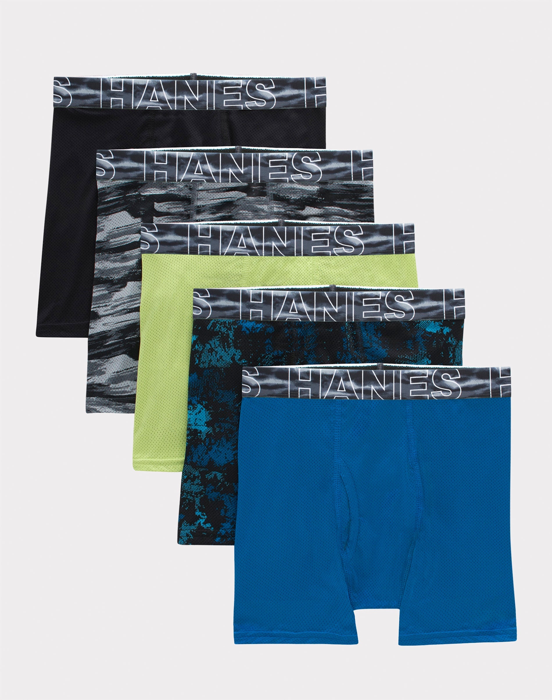 Hanes Moves Boys' Breathable Mesh Boxer Brief Underwear, X-Temp, Assorted,  5-Pack