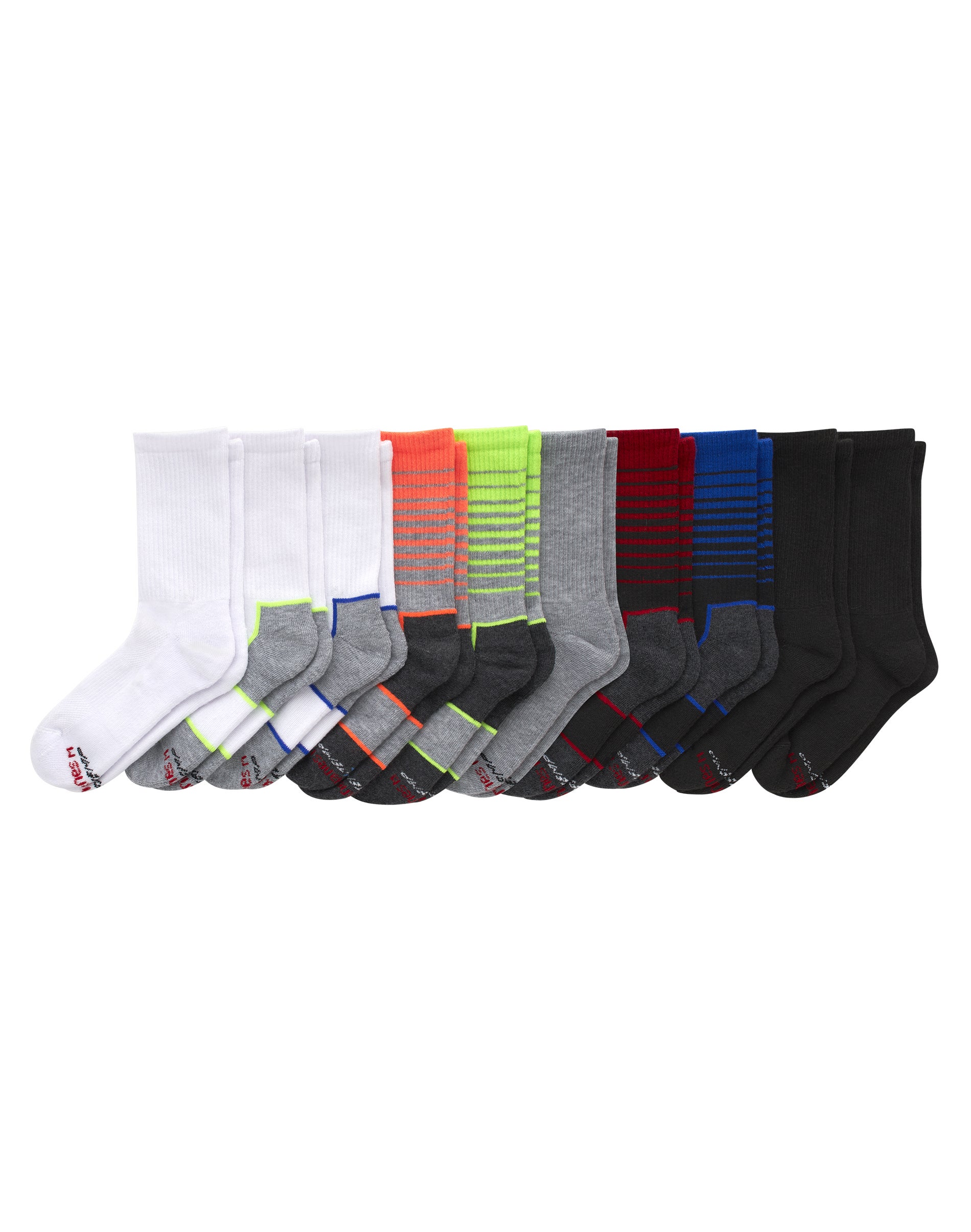Hanes Boys' X-Temp Performance Crew Socks Pack, 10-Pack, Moisture-Wicking