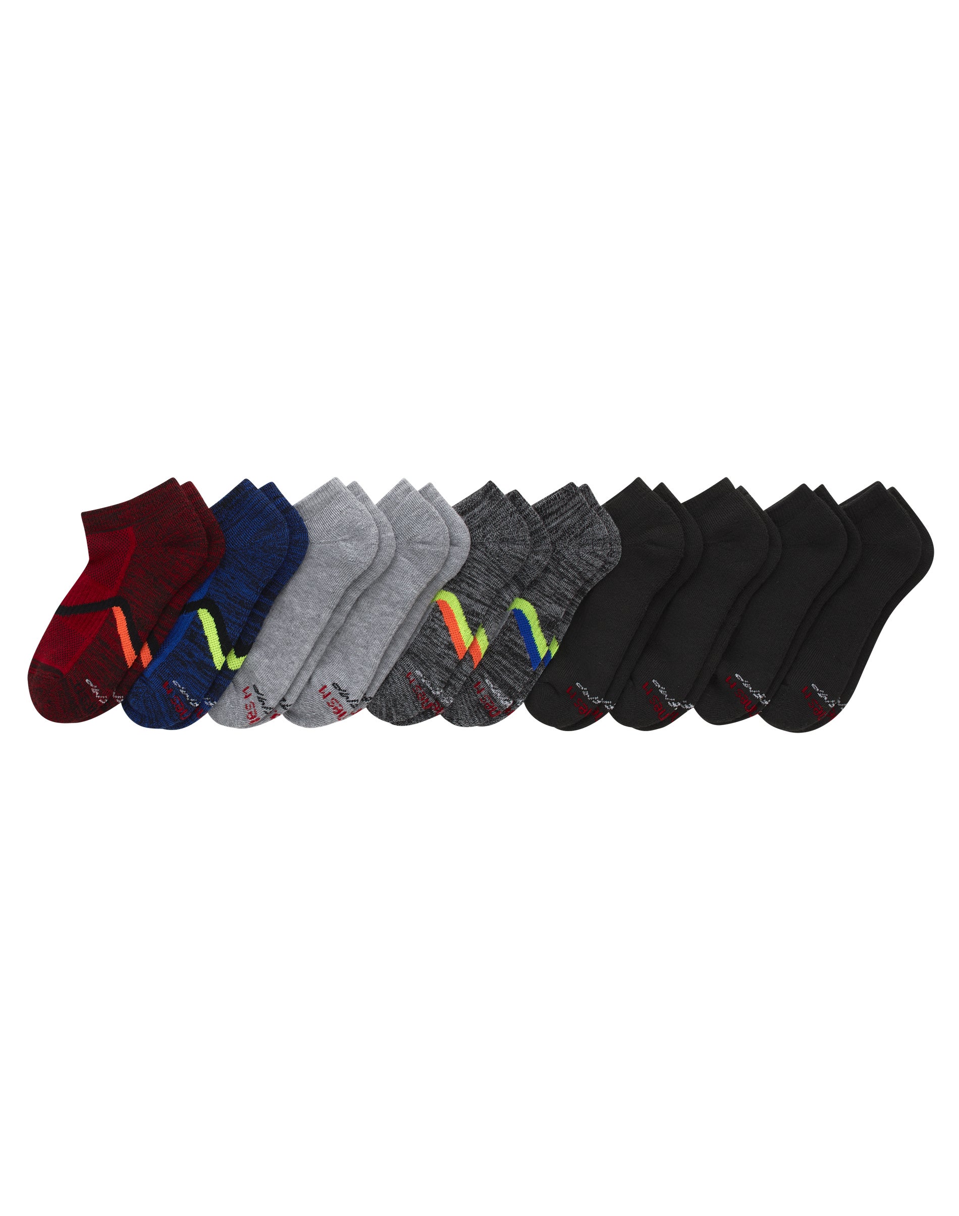 Hanes Boys' X-Temp Performance No-Show Socks Pack, 10-Pack, Moisture-Wicking