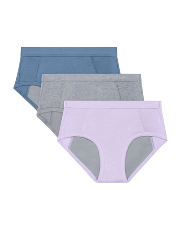 Hanes Confident Nights&trade; Girls' Overnight Underwear, 3-Pack, Light & Moderate Leaks, Grey Multi
