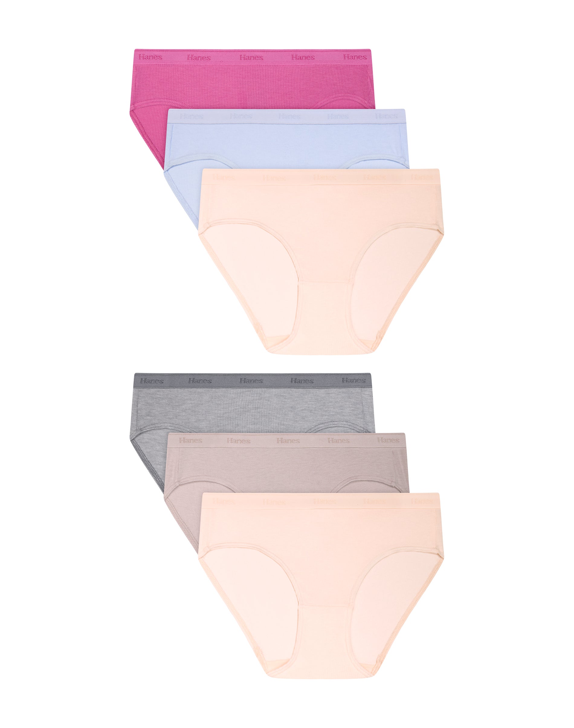 Hanes Originals SuperSoft Underwear Hipsters Pack, 6-Pack, Moisture-Wicking Blush/Blue/Berry Girls'