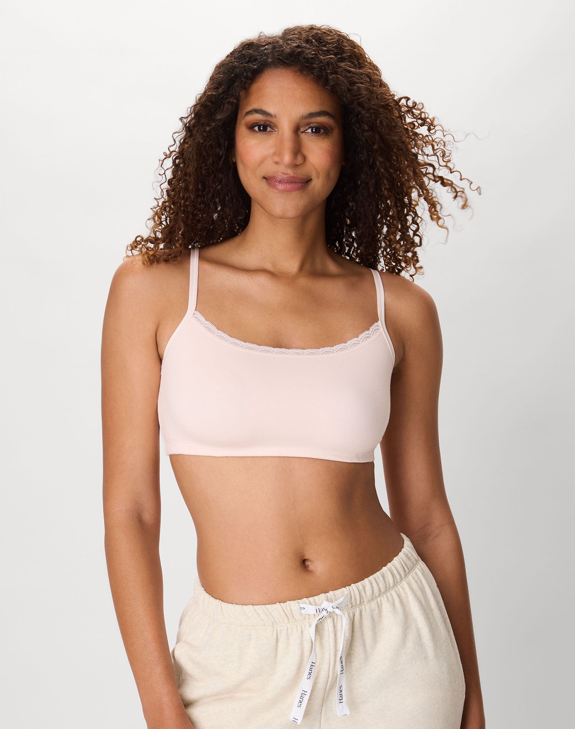 Hanes Women's String Crop Bralette, 3-Pack Dark Chocolate/Nude/Light Buff XL
