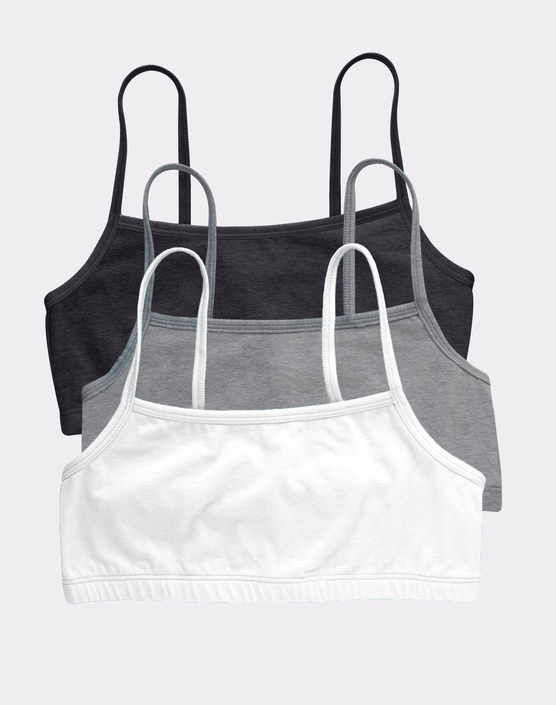 Hanes Women's String Crop Bralette, 3-Pack Moon Sky Heather/Concrete Heather/White XS