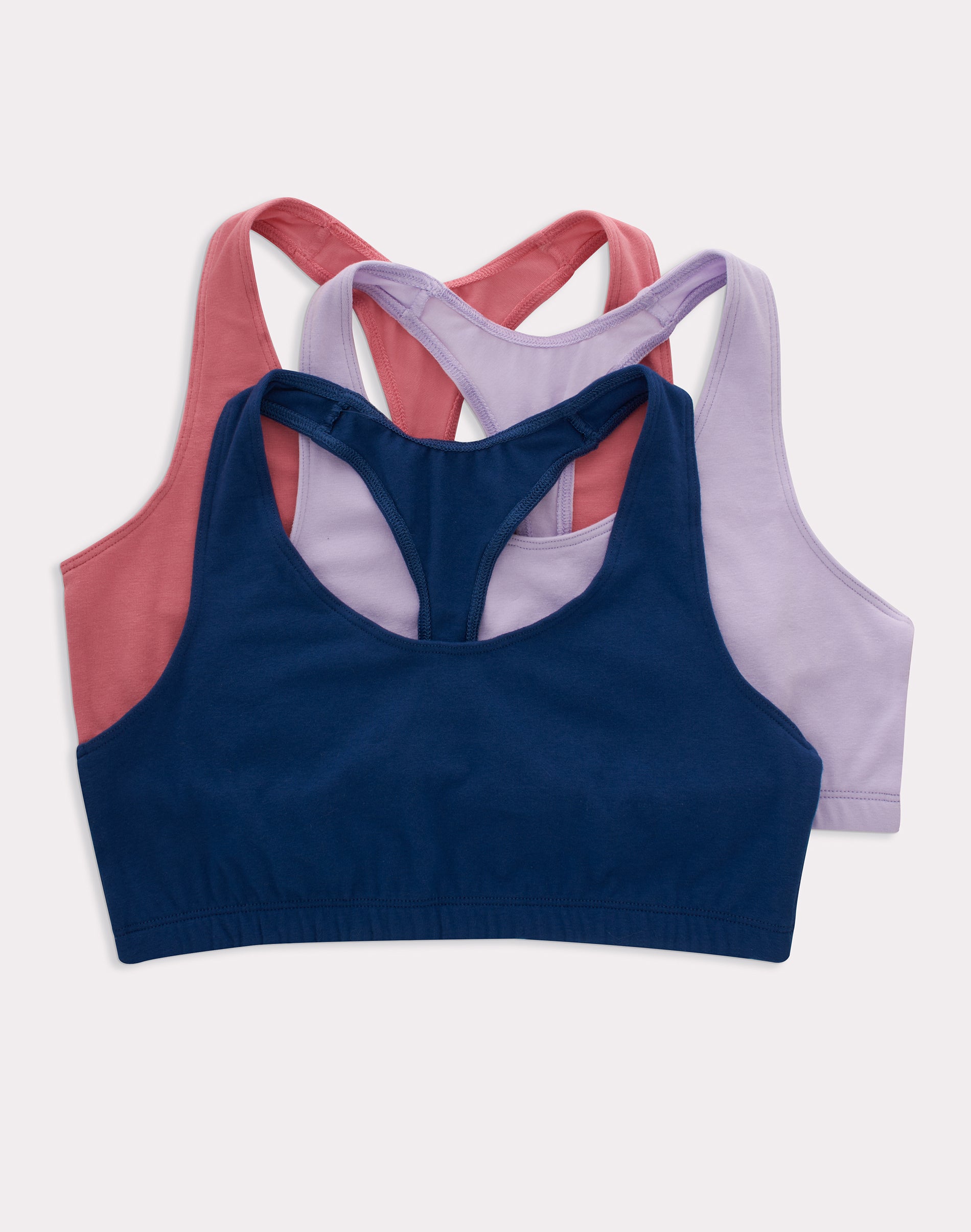 Hanes Women's Cotton Scoopneck Crop Bralette Pack, Breathable Low