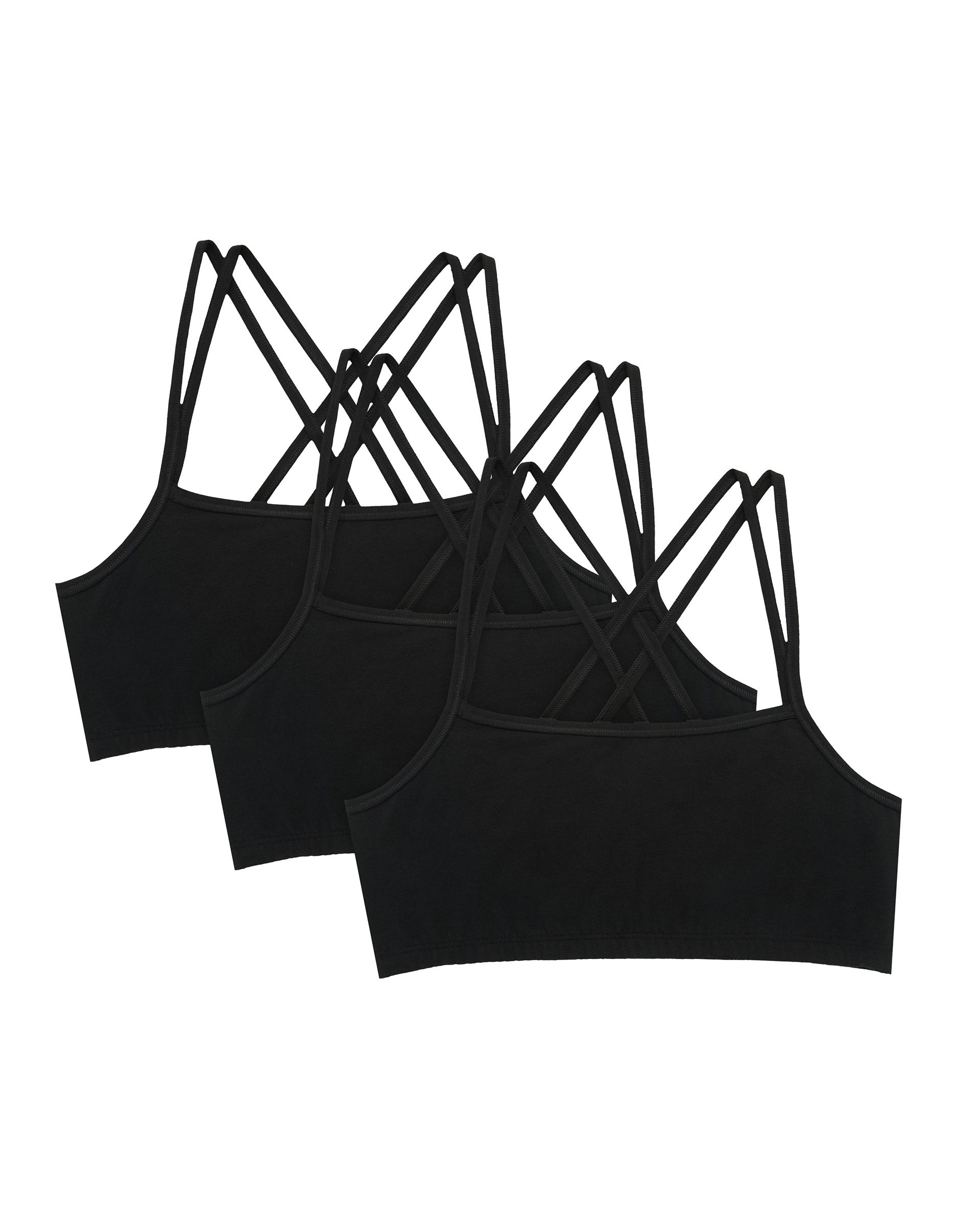 Hanes Women's Wireless Bralettes Pack, 3-Pack, Breathable, Cotton-Blend Black/Black/Black L