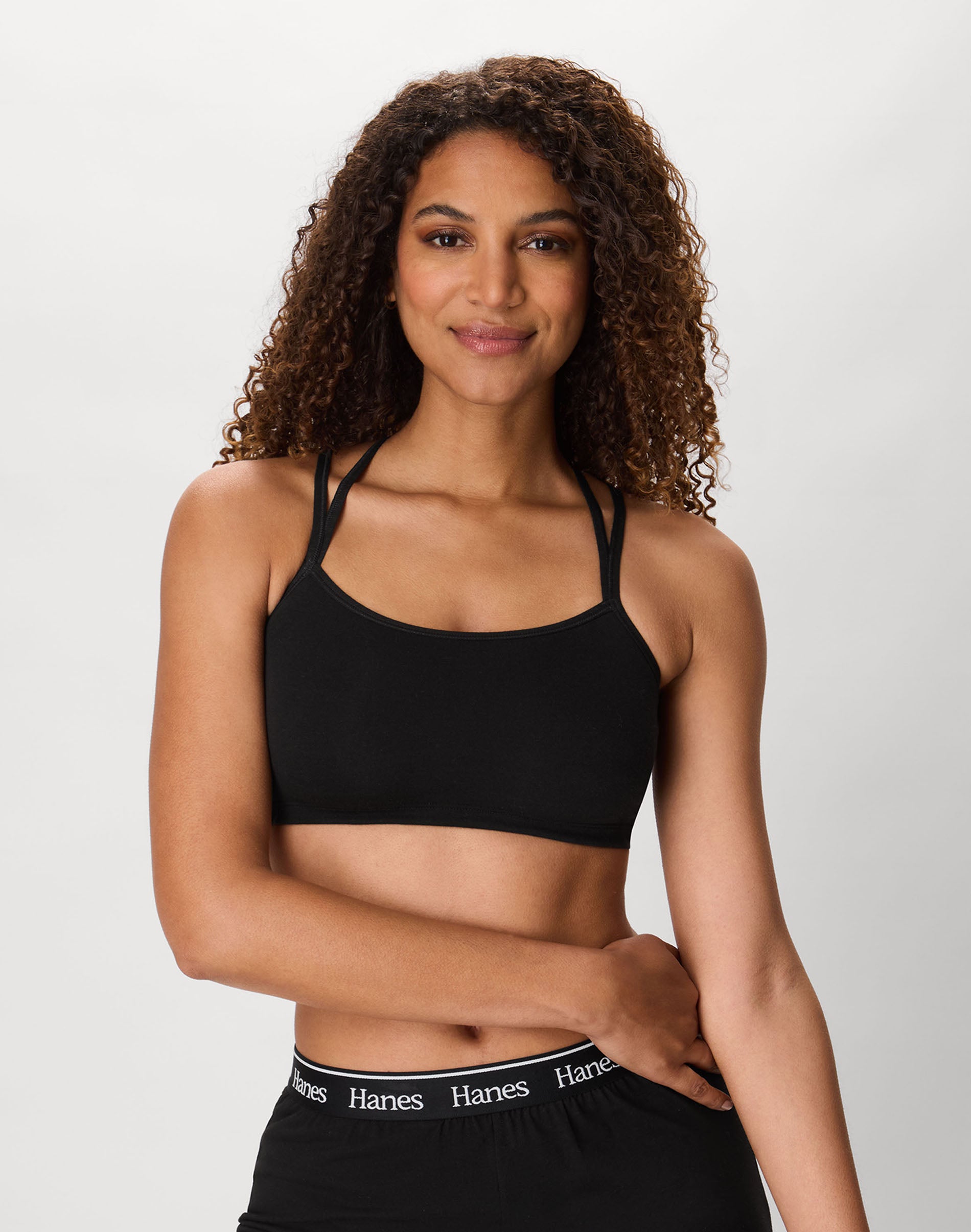 Hanes Women's Wireless Bralettes Pack, 3-Pack, Breathable, Cotton-Blend Black/Black/Black S