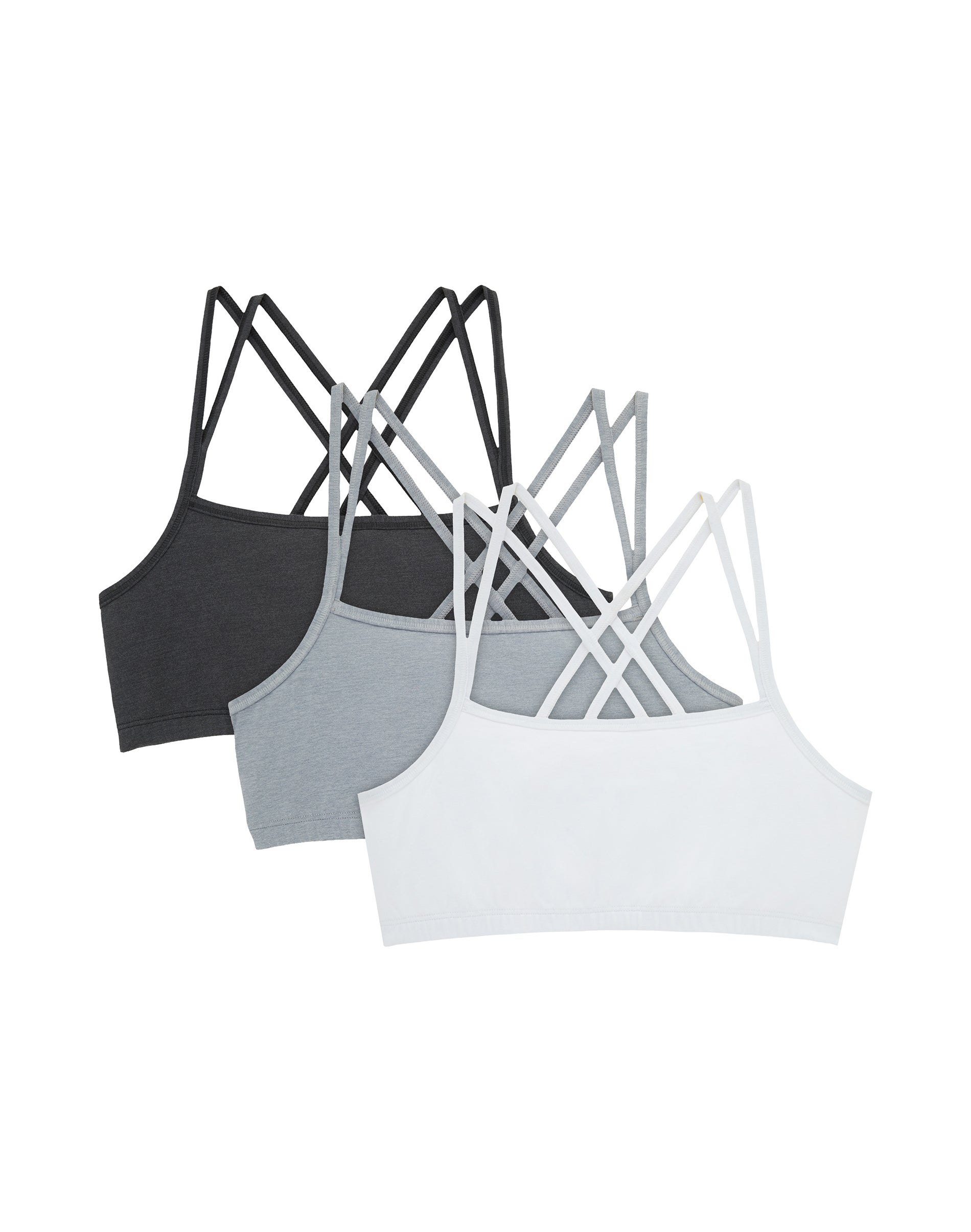 Hanes Women's Wireless Bralettes Pack, 3-Pack, Breathable, Cotton-Blend Moonlight Heather/Concrete Heather/White 2XL