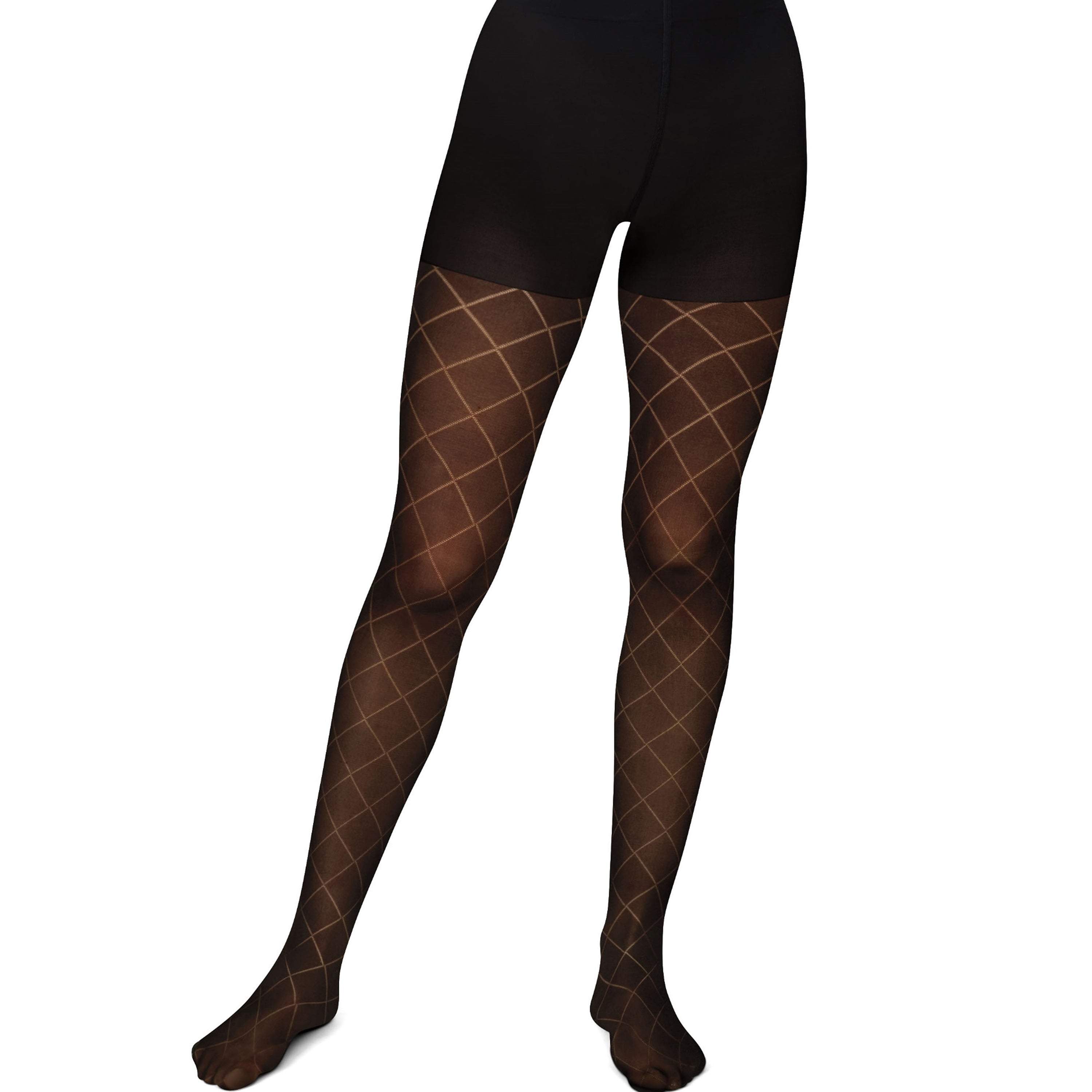 Hanes EcoSmart Women's Diamond Outline Tights - Control Top Shaping - Patterned Hosiery Black 2XL
