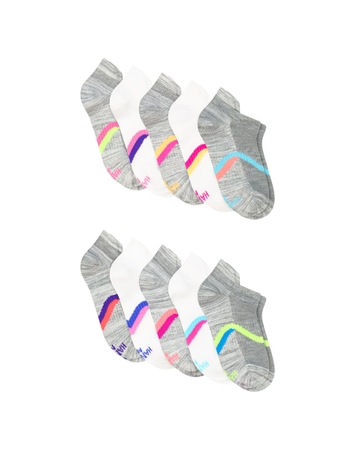 Hanes Moves Girls' Heel Shield Socks Pack, 10-Pack, X-Temp™ Moisture-Wicking, Lightweight Mesh
