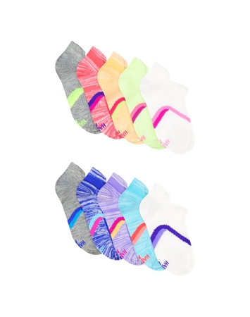 Hanes Moves Girls' Heel Shield Socks Pack, 10-Pack, X-Temp™ Moisture-Wicking, Lightweight Mesh