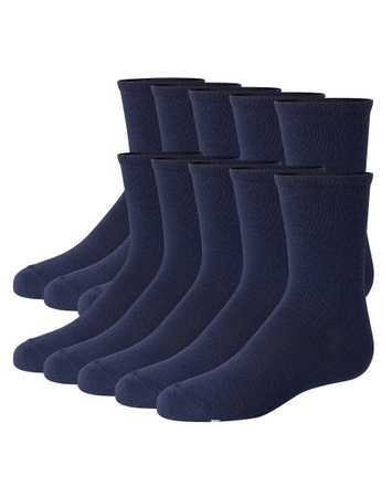 Hanes Girls' Uniform Crew Socks Pack, 10-Pack, Soft Feel, EZ Sort Matching, School Socks