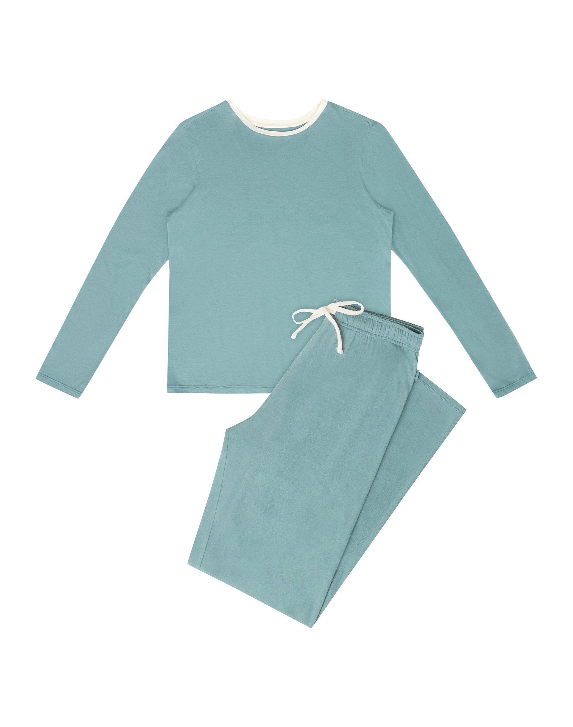 Hanes Women's Loungewear Set, 2-Piece, Pajama Long Sleeve Crew & Sleep Pants Faded Sage Green/Pearl L
