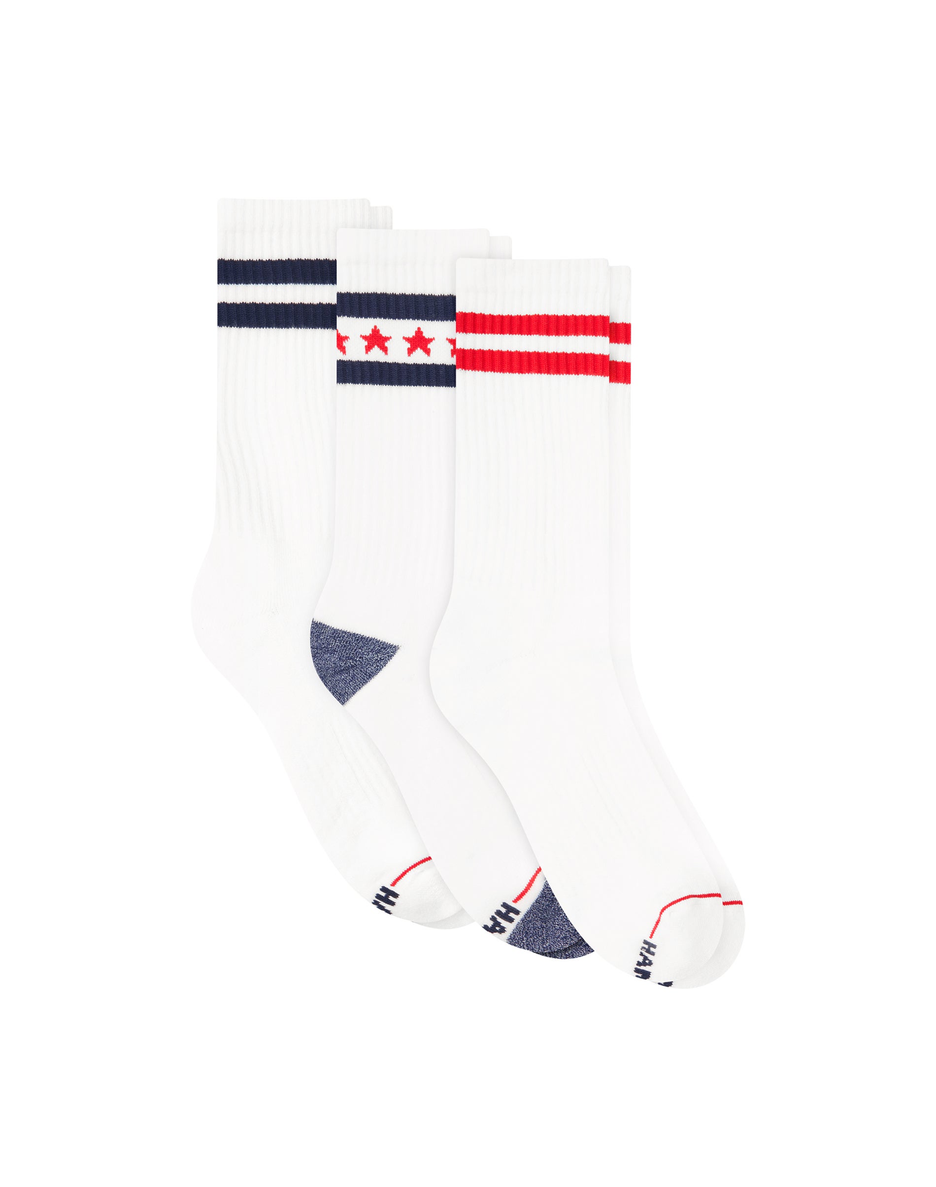 Hanes Americana Men's Crew Socks Pack, 3-Pairs, Moisture-Wicking, Arch Support, Cushioned Assorted 1 6-12