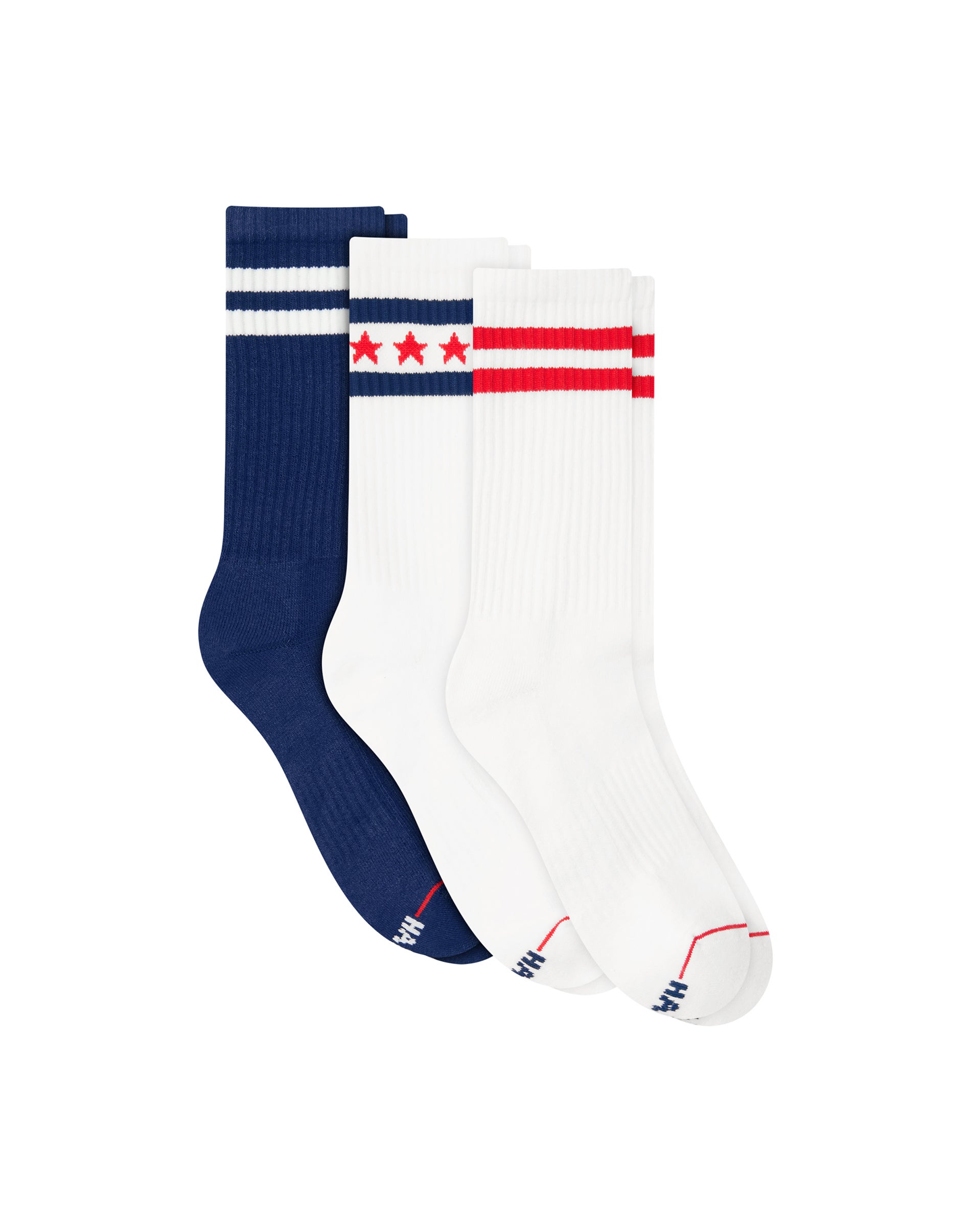 Hanes Americana Men's Crew Socks Pack, 3-Pairs, Moisture-Wicking, Arch Support, Cushioned Assorted 2 6-12