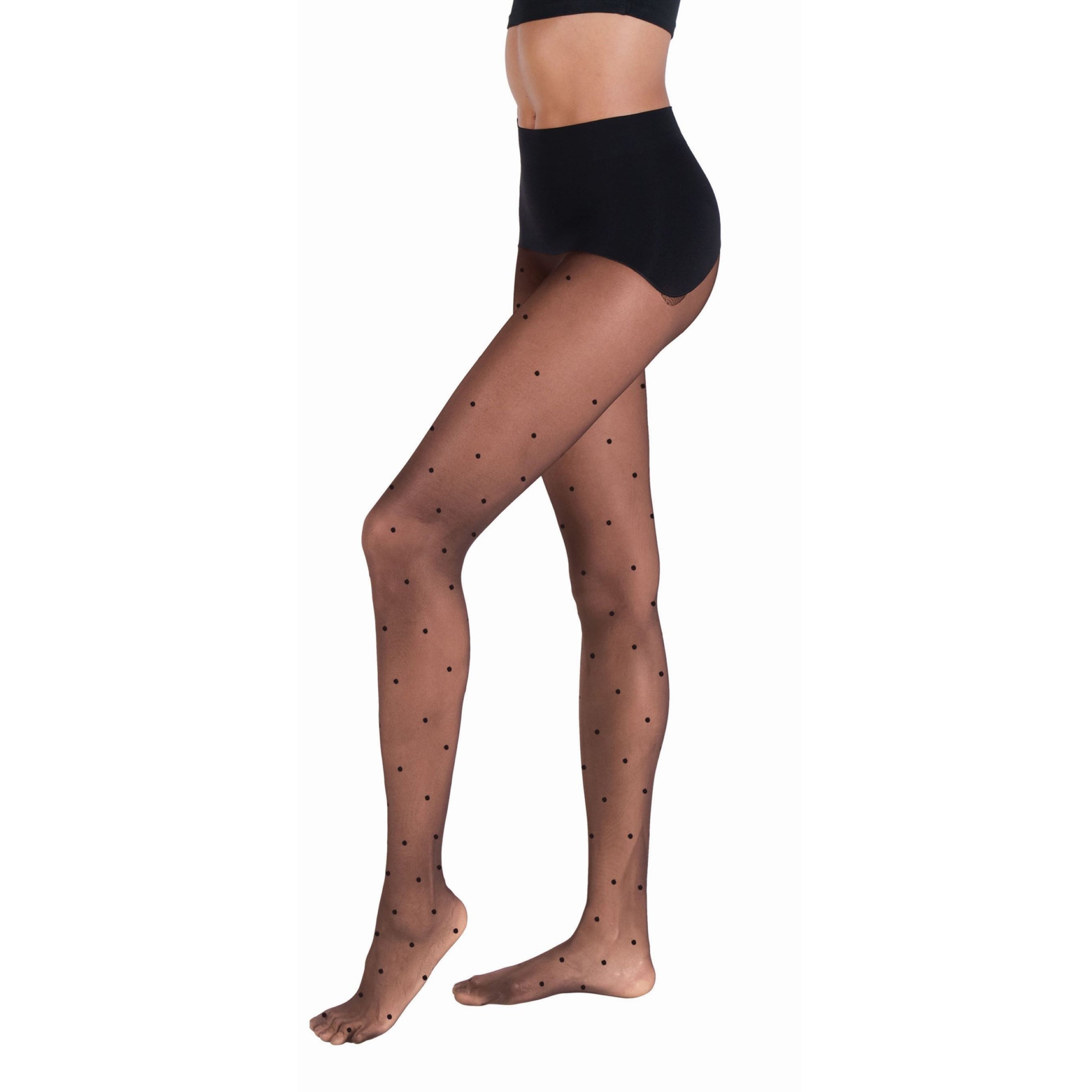 Hanes Glide Women's Seamless Dot Tights - Sheer Hosiery - No-Dig Waistband Black