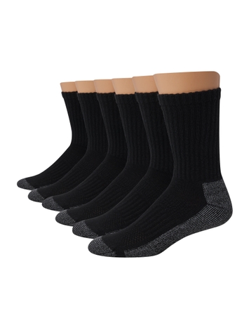 Hanes Double Tough Men's Work Crew Socks, Shoe Sizes 12-14, 6-Pairs