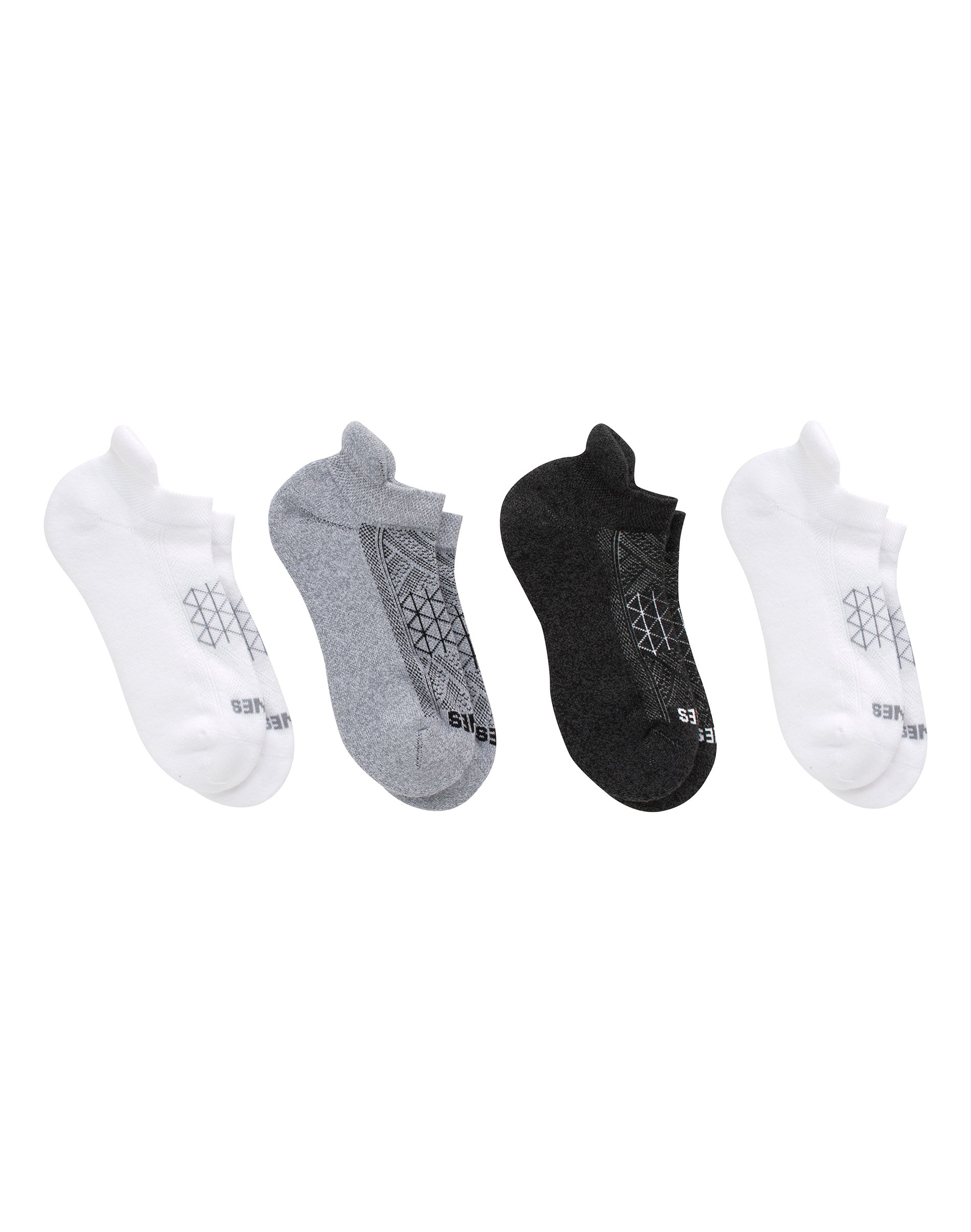 Hanes Absolute Women's No -Show Tab Socks Pack, 4-Pack, Moisture-Wicking Cushioned Running Athletic Black/Grey/White 5-9