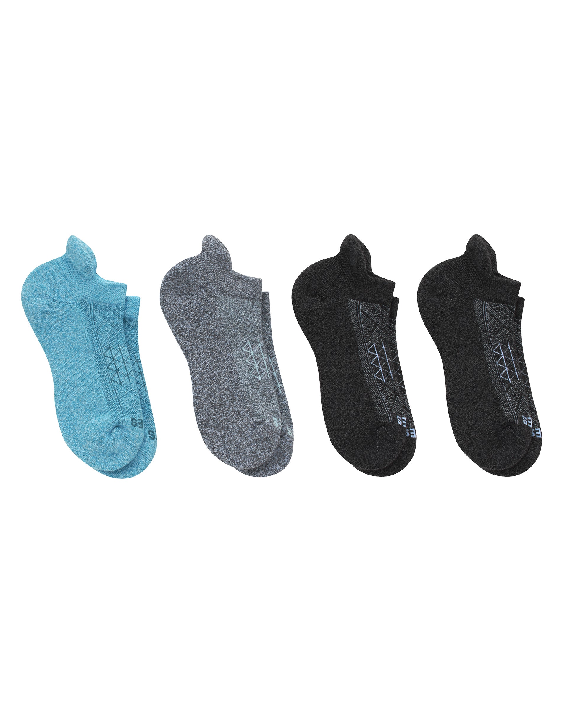 Hanes Absolute Women's No -Show Tab Socks Pack, 4-Pack, Moisture-Wicking Cushioned Running Athletic Blue Assortment 5-9