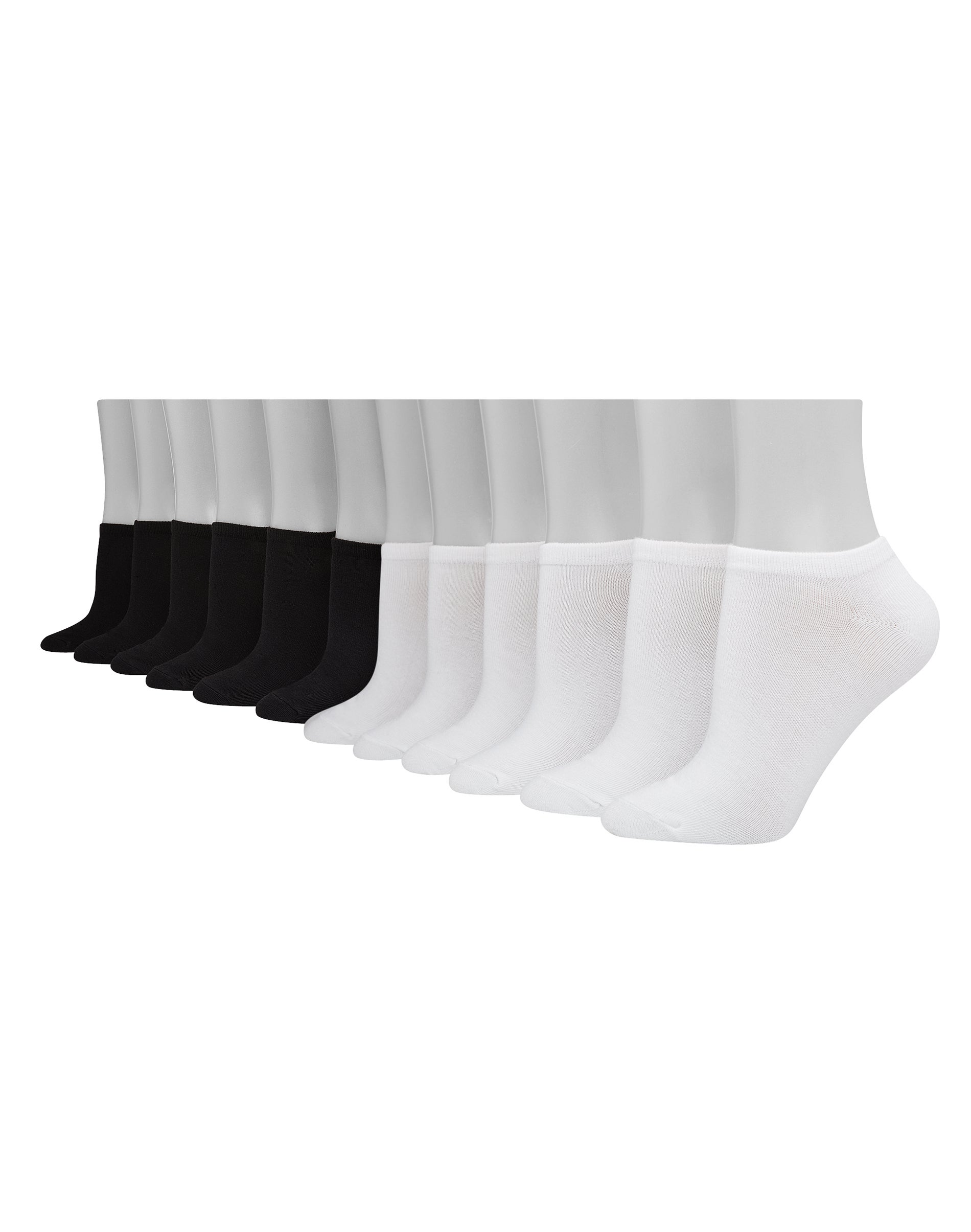Hanes Women's Lightweight Super No Show Socks, Extended Sizes, 12-Pairs