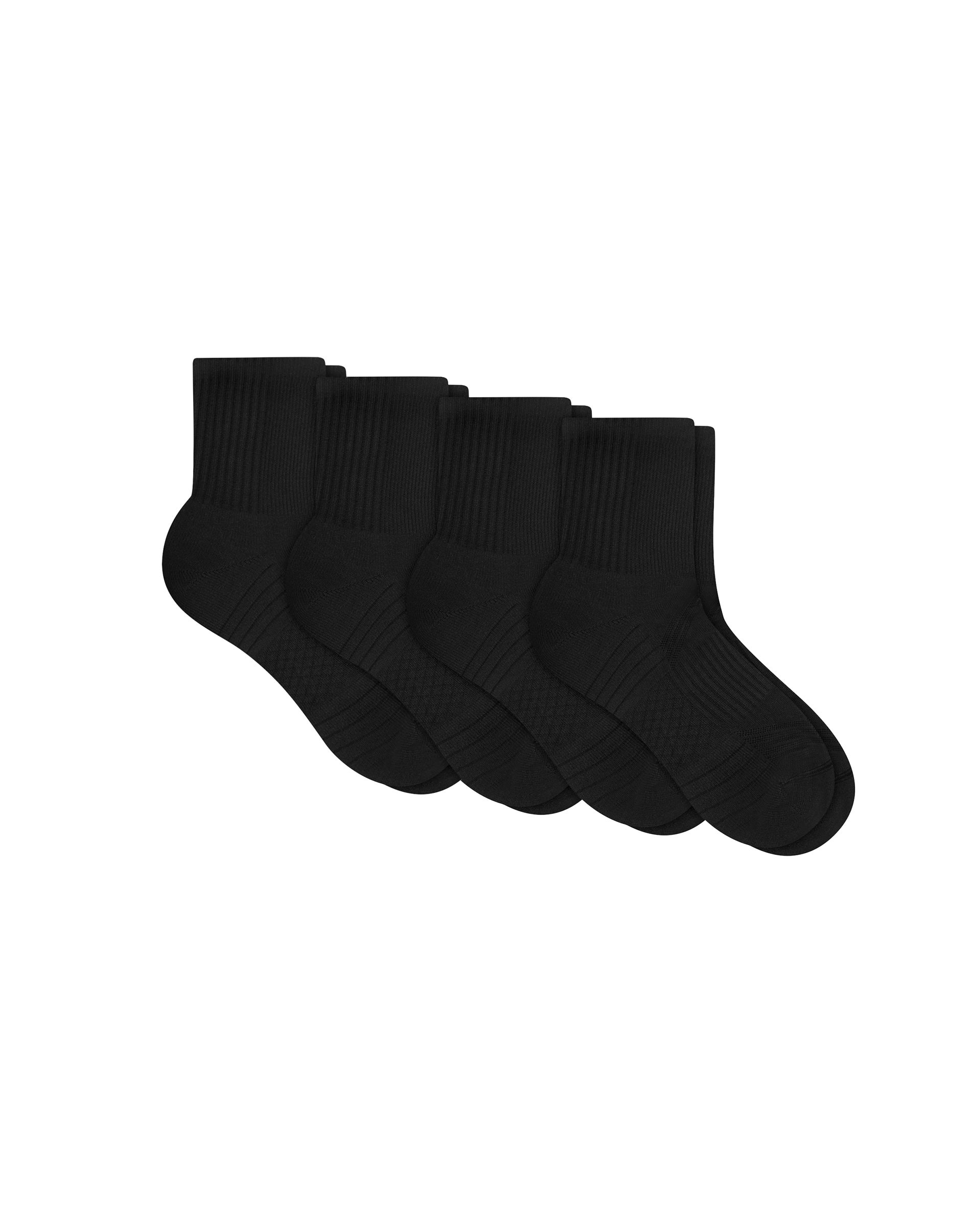 Hanes Moves Impact Zone Women's Mid-Crew Socks Pack, 4-Pack Black 5-9