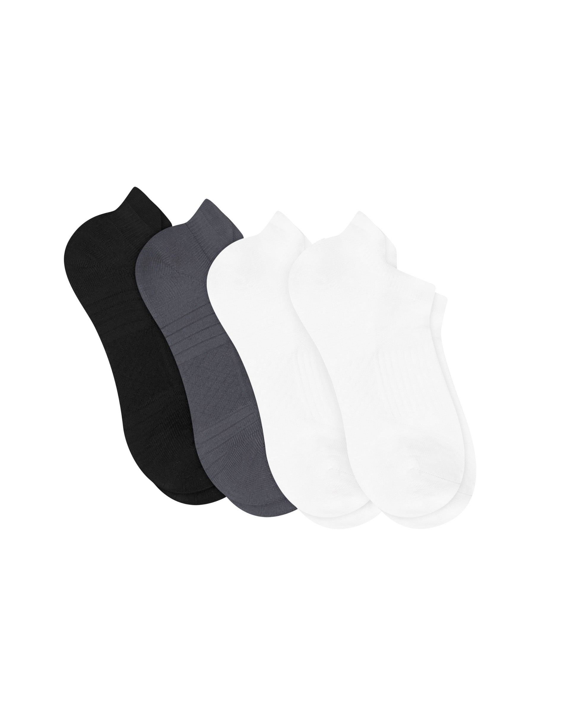 Hanes Moves Impact Zone Women's No-Show Socks Pack with Heel Shield, 4-Pack White/Black/Grey 5-9