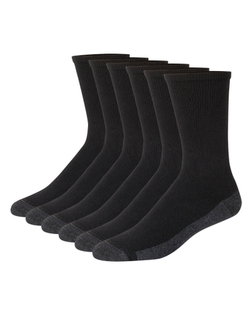 Hanes Double Tough Men's Crew Socks, Max Cushion, 6-Pairs