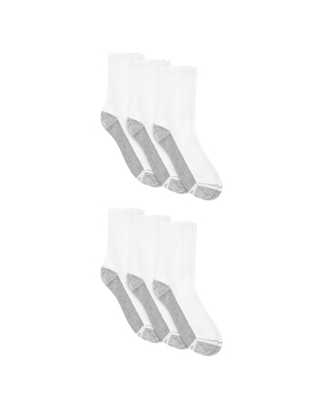 Hanes Men's Max Cushion Mid-Crew Socks Pack, 6 Pairs, Moisture-Wicking, Shoe Sizes 12-14