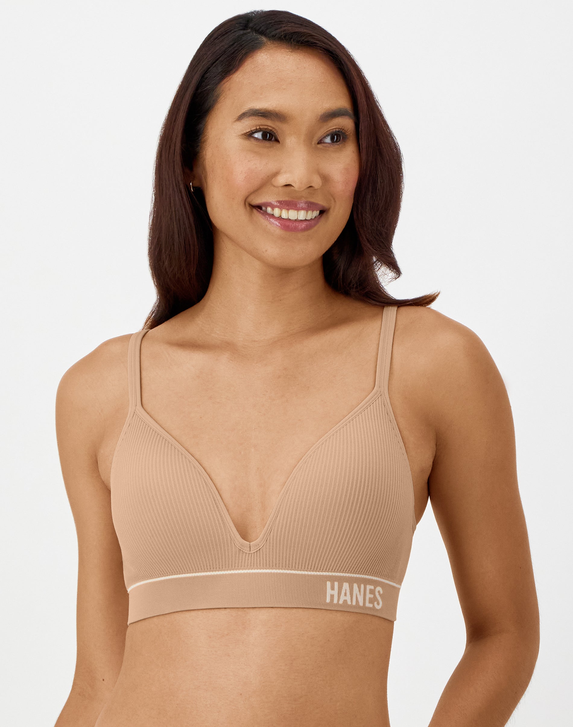 Hanes Originals Women's Seamless Rib Contour Bralette Deep Glow L