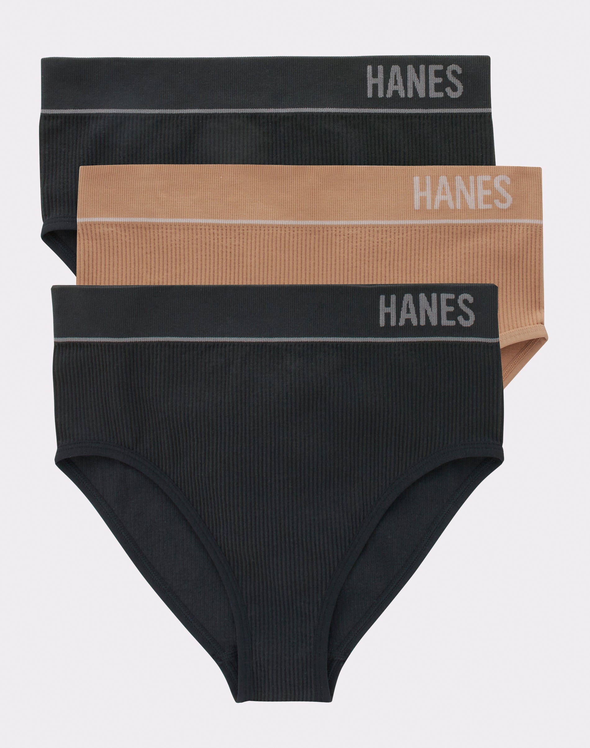 Hanes Originals Women S Seamless Rib Hi Leg Bikini Underwear 3 Pack