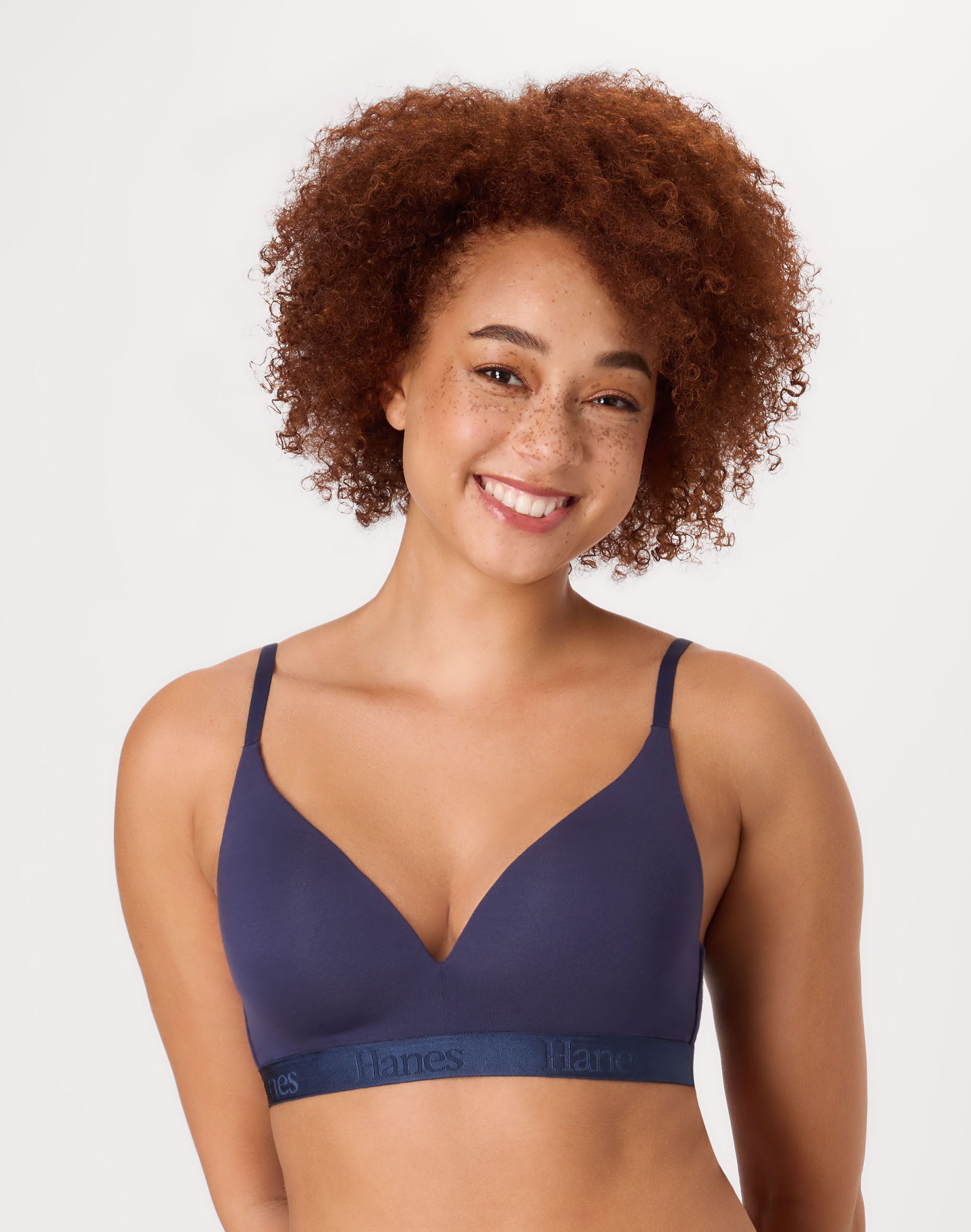 Hanes Originals Women's SuperSoft Contour T-Shirt Bra Imperial Indigo L